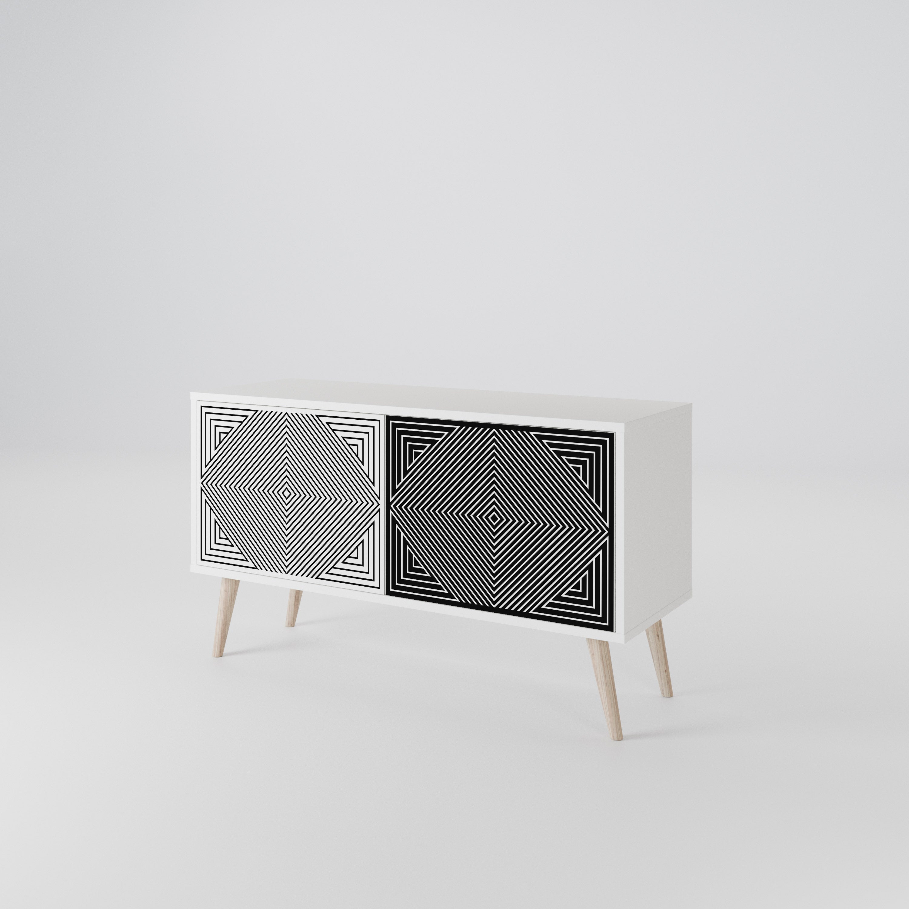 POLYGON ILLUSION Compact 2-Door TV Cabinet