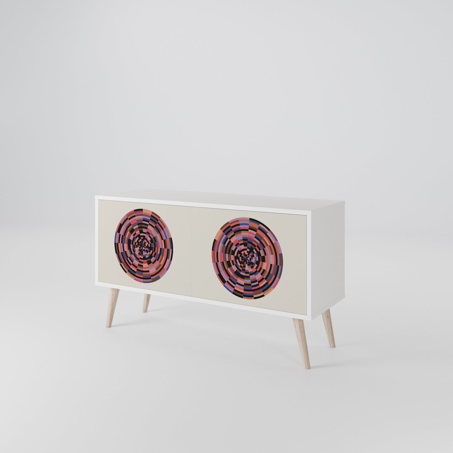 BROWN CIRCLES Kompakt TV-bänk med 2 dörrar