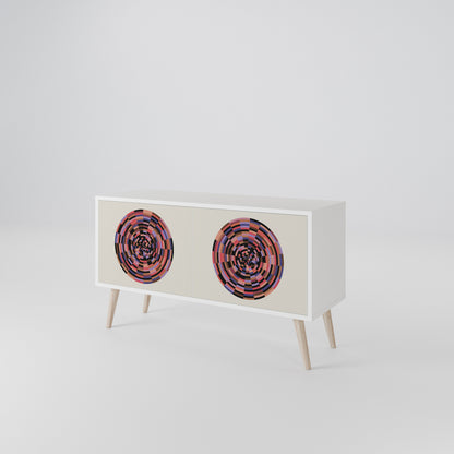 BROWN CIRCLES Kompakt TV-bänk med 2 dörrar