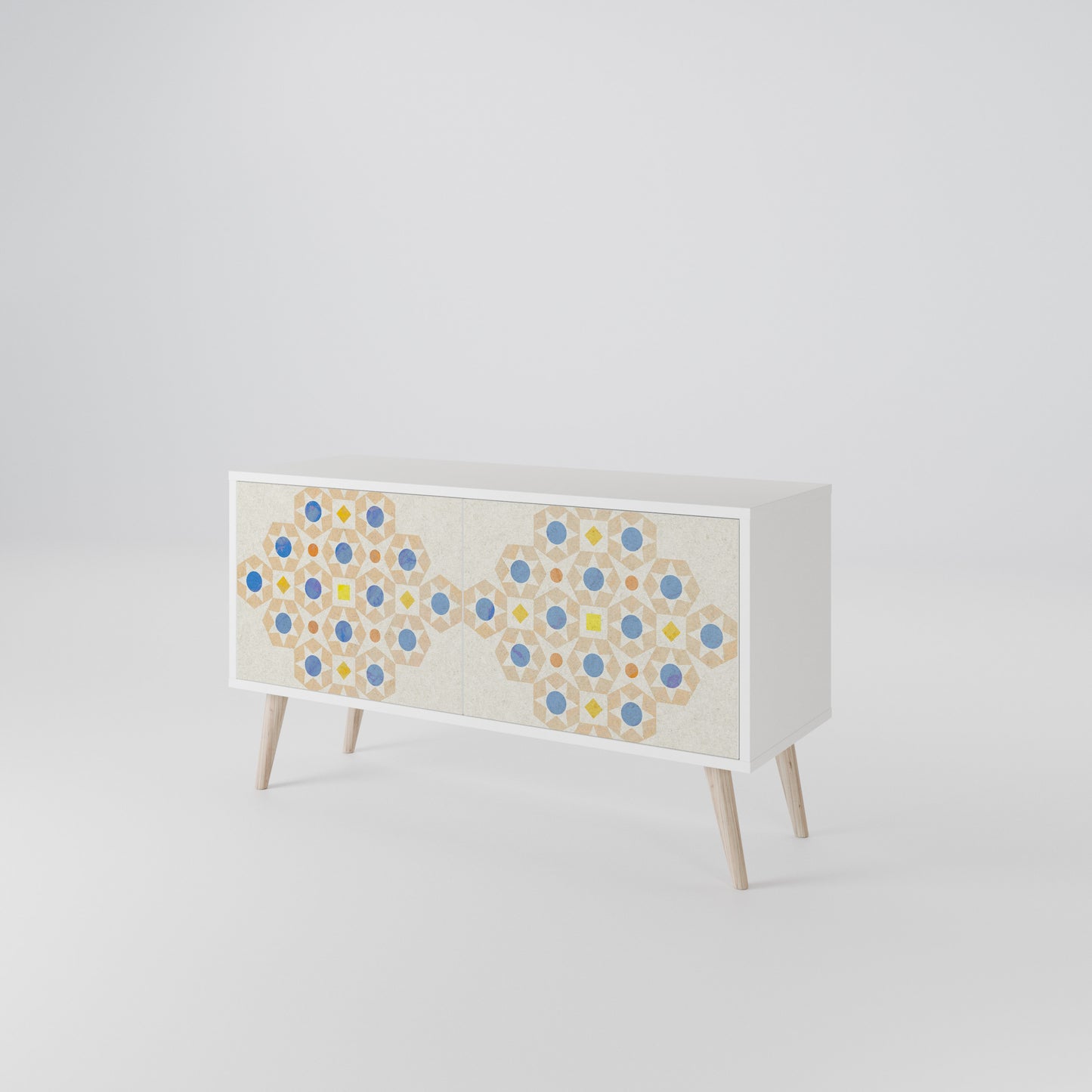 PATTERNED PRISM Kompakt TV-bänk med 2 dörrar