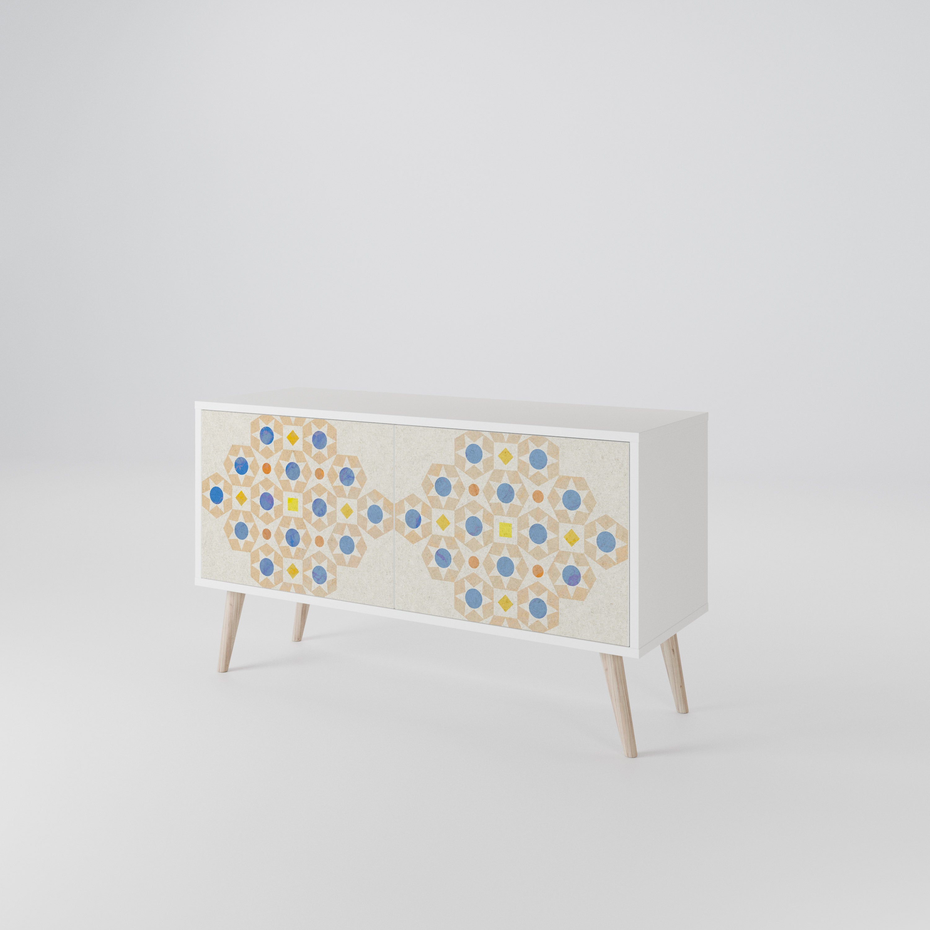 PATTERNED PRISM Kompakt TV-bänk med 2 dörrar