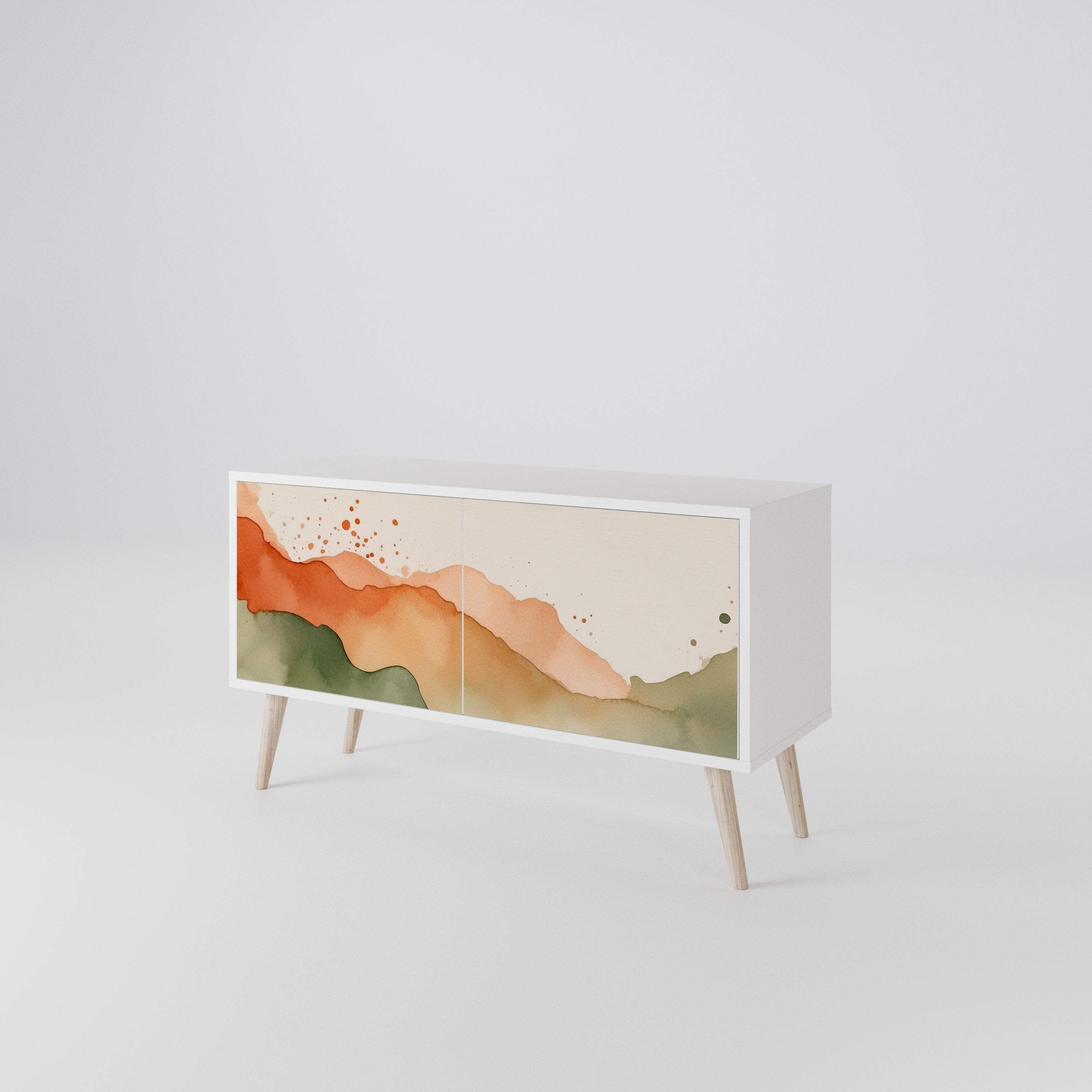 WATERCOLOUR PEAKS Kompakt TV-bänk med 2 dörrar