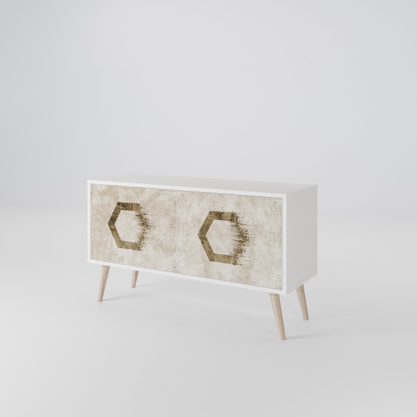 HEXAGONAL SHAPES Kompakt TV-bänk med 2 dörrar