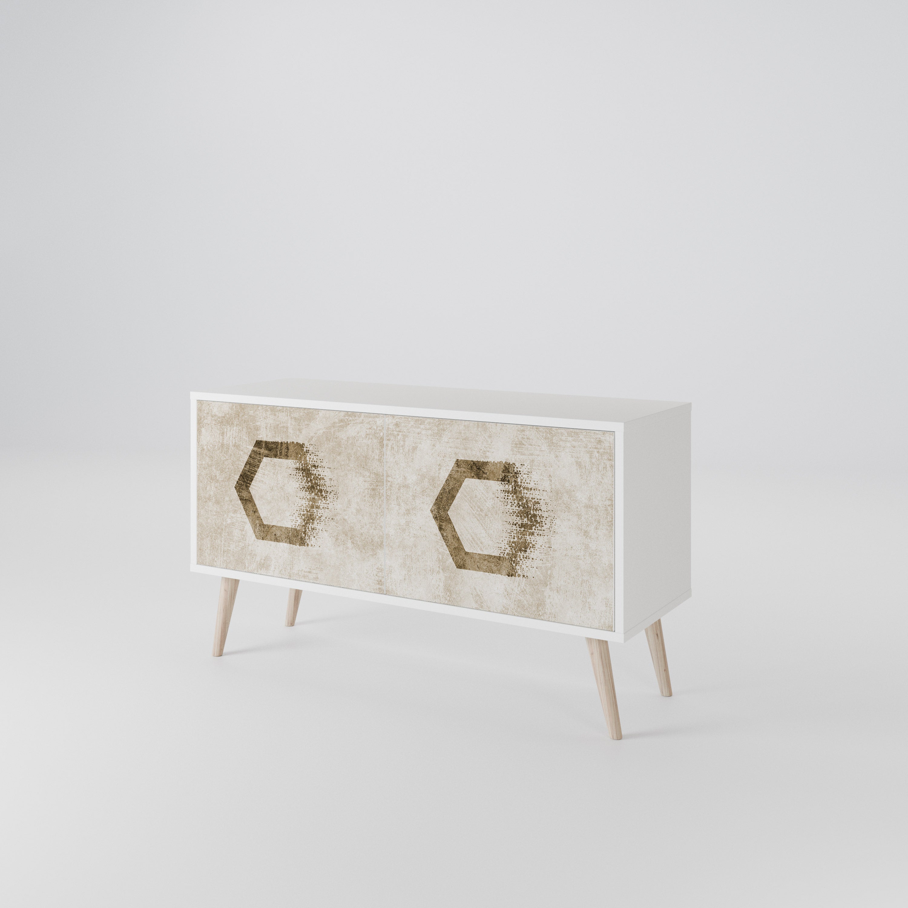 HEXAGONAL SHAPES Kompakt TV-bänk med 2 dörrar