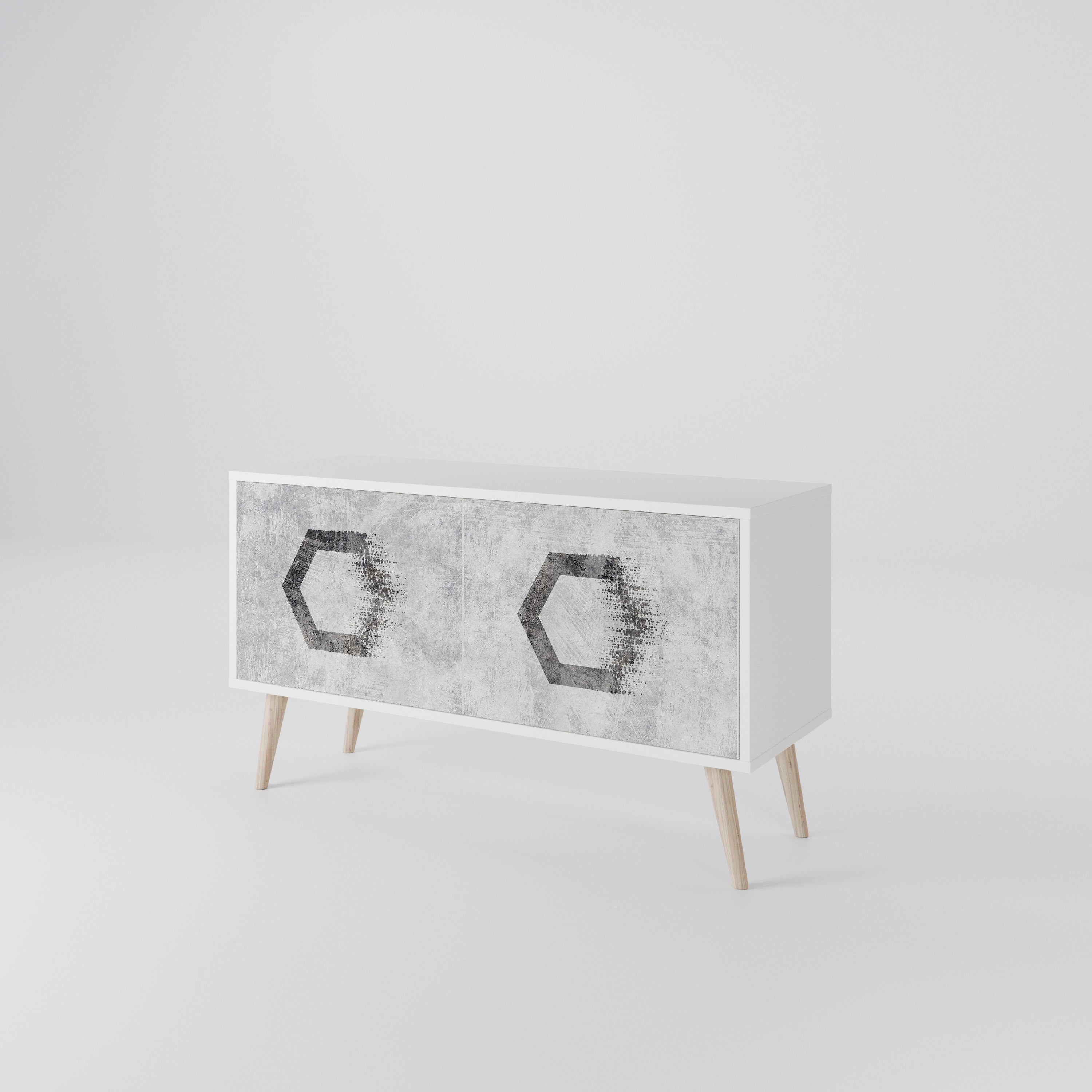 HEXAGONAL FIGURES Kompakt TV-bänk med 2 dörrar