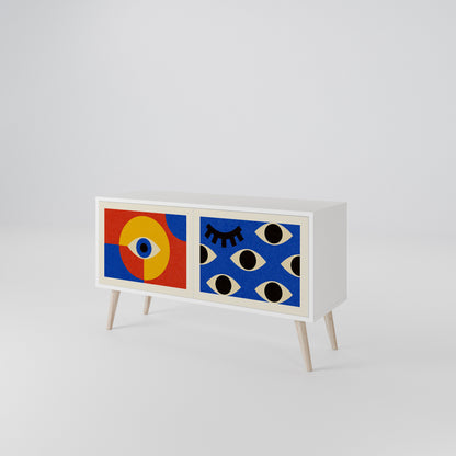 GEOMETRIC EYES Kompakt TV-bänk med 2 dörrar