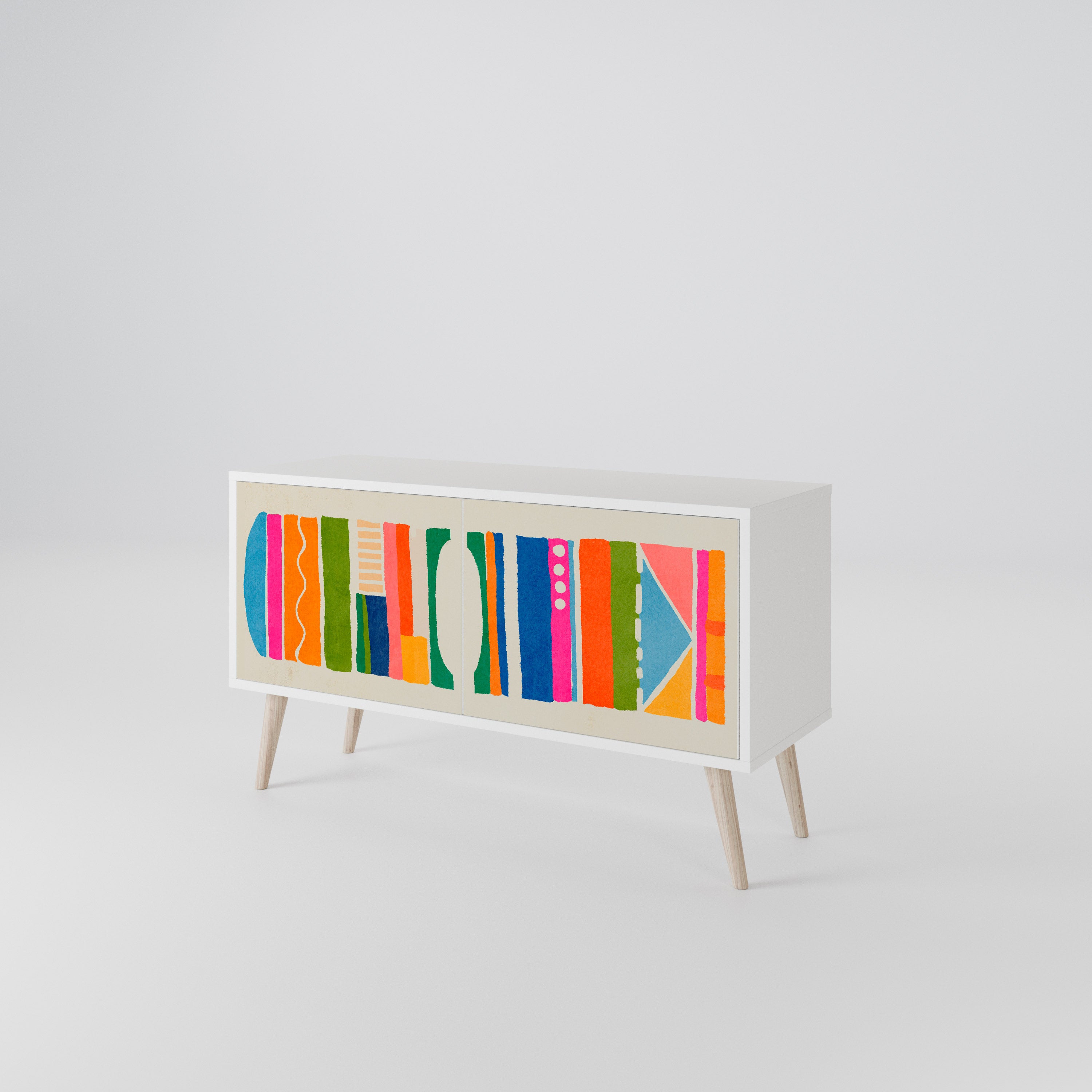 GEOMETRIC SHINE Kompakt TV-bänk med 2 dörrar