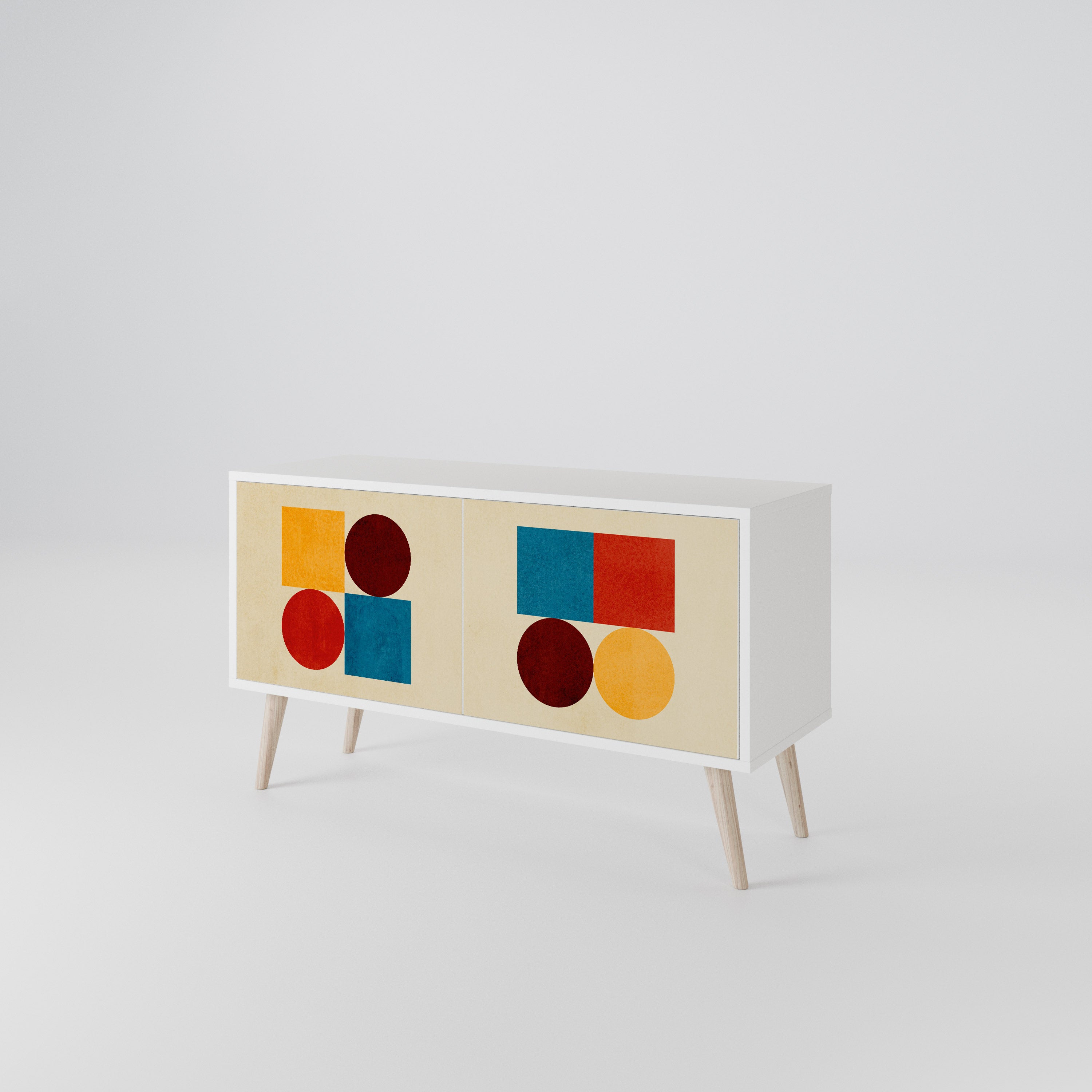 GEOMETRIC PUZZLE Kompakt TV-bänk med 2 dörrar