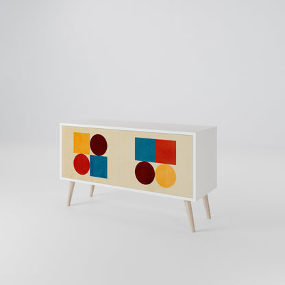 GEOMETRIC PUZZLE Kompakt TV-bänk med 2 dörrar