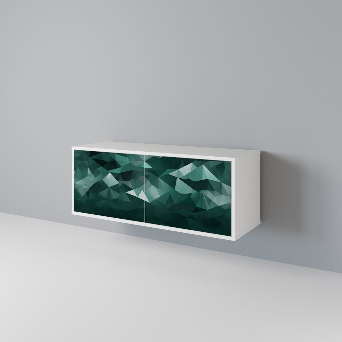 POLYGONAL FLOATING Kompakt TV-bänk med 2 dörrar