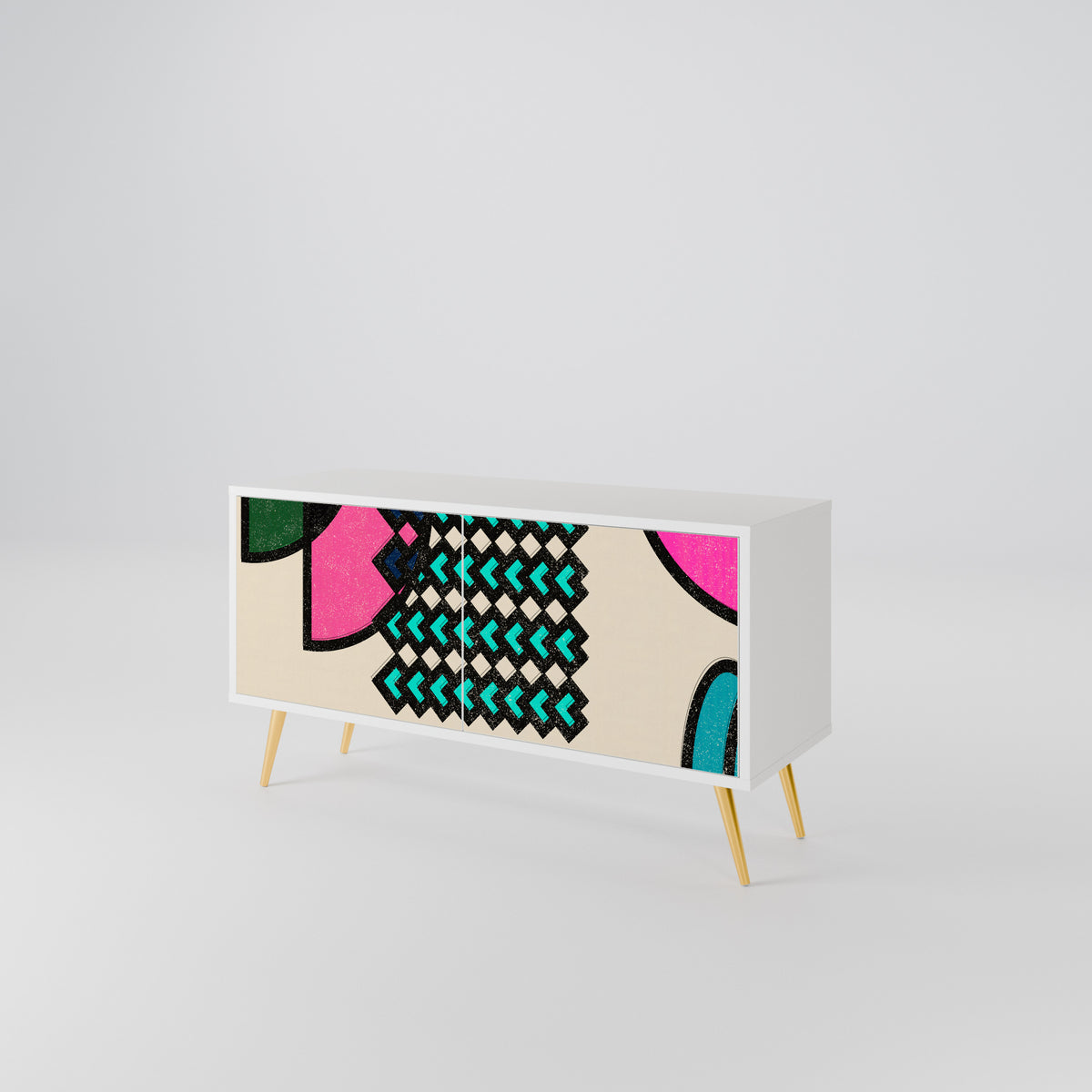 GEOMETRIC RHAPSODY Kompakt TV-bänk med 2 dörrar