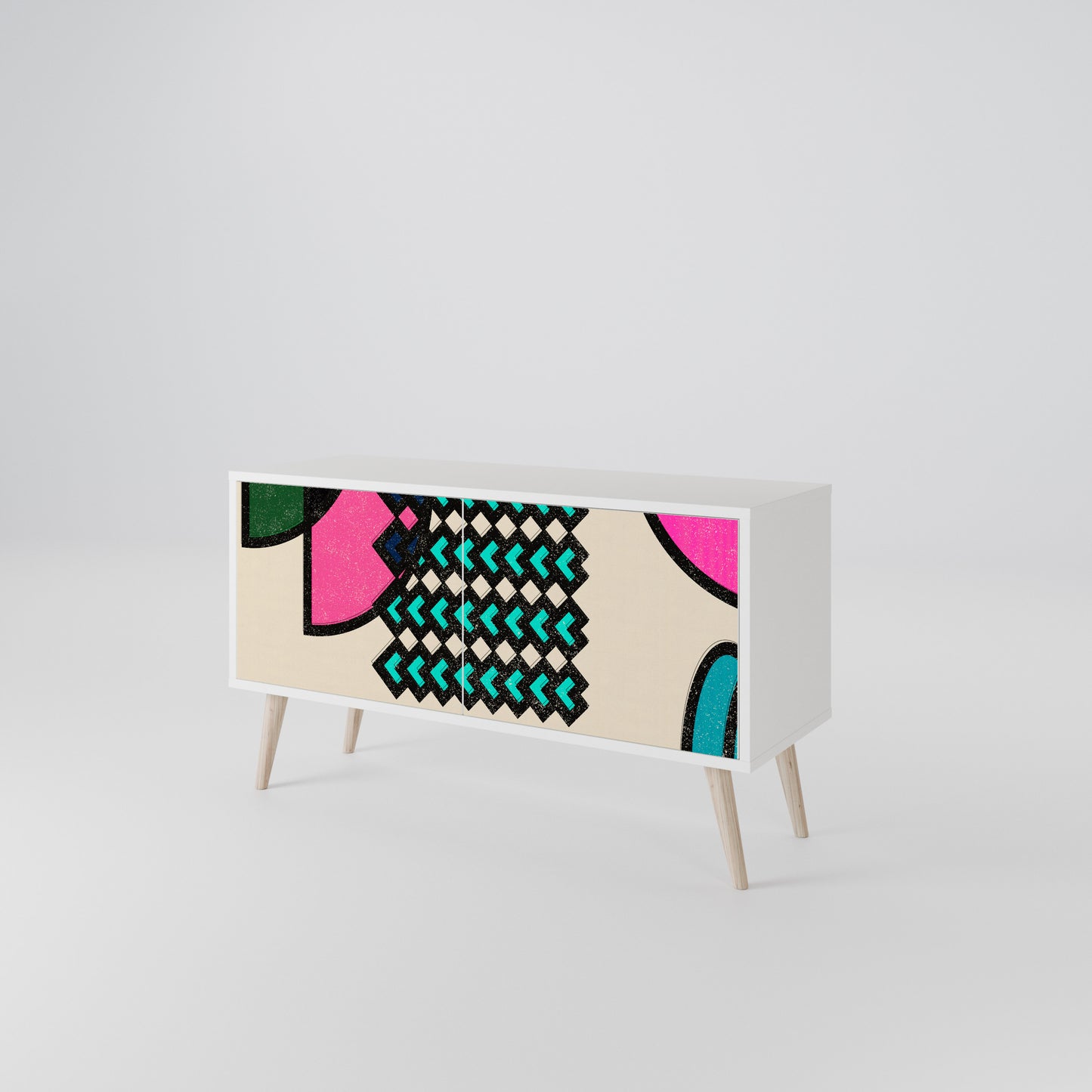 GEOMETRIC RHAPSODY Kompakt TV-bänk med 2 dörrar