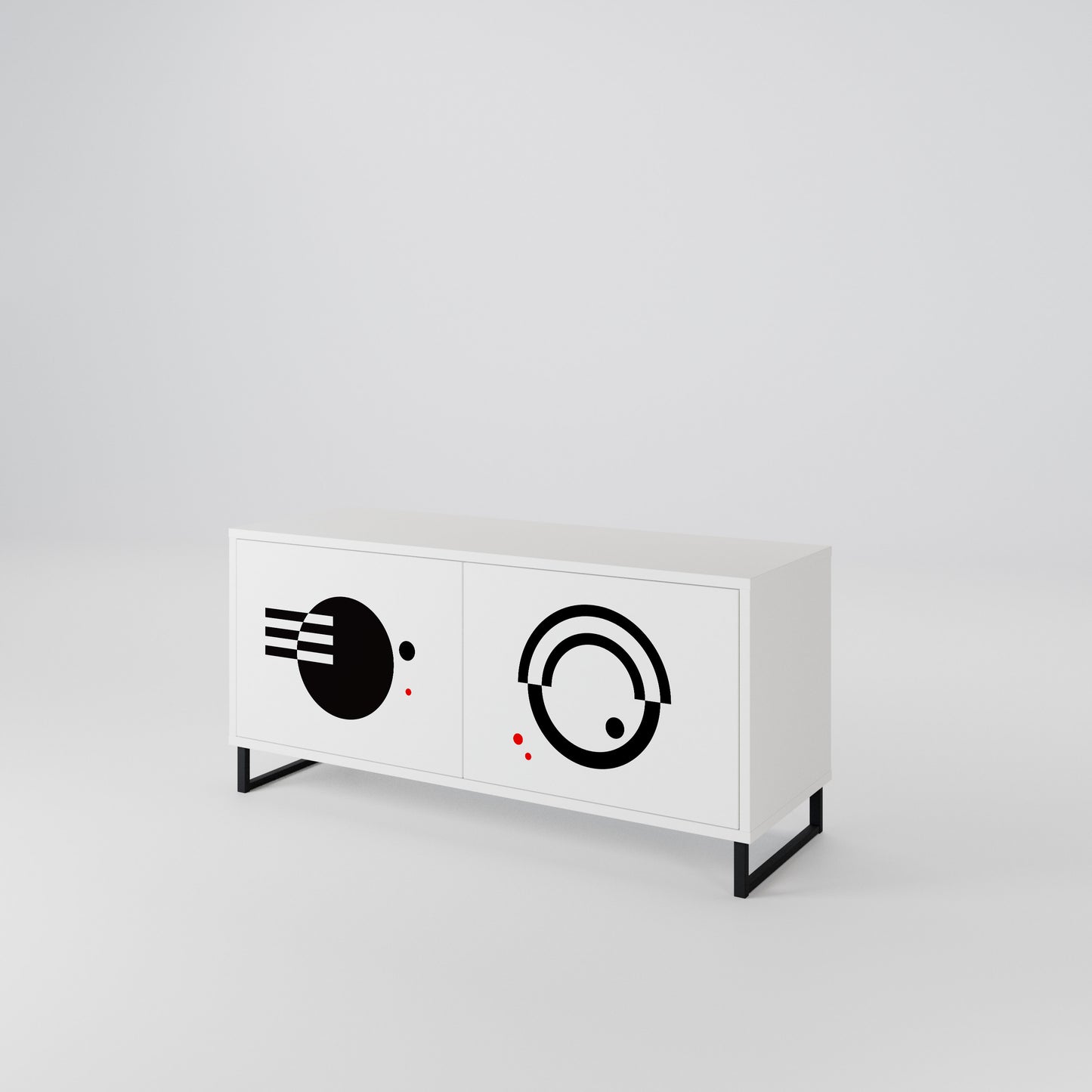 BLACK AND WHITE COMBINATION Kompakt TV-bänk med 2 dörrar