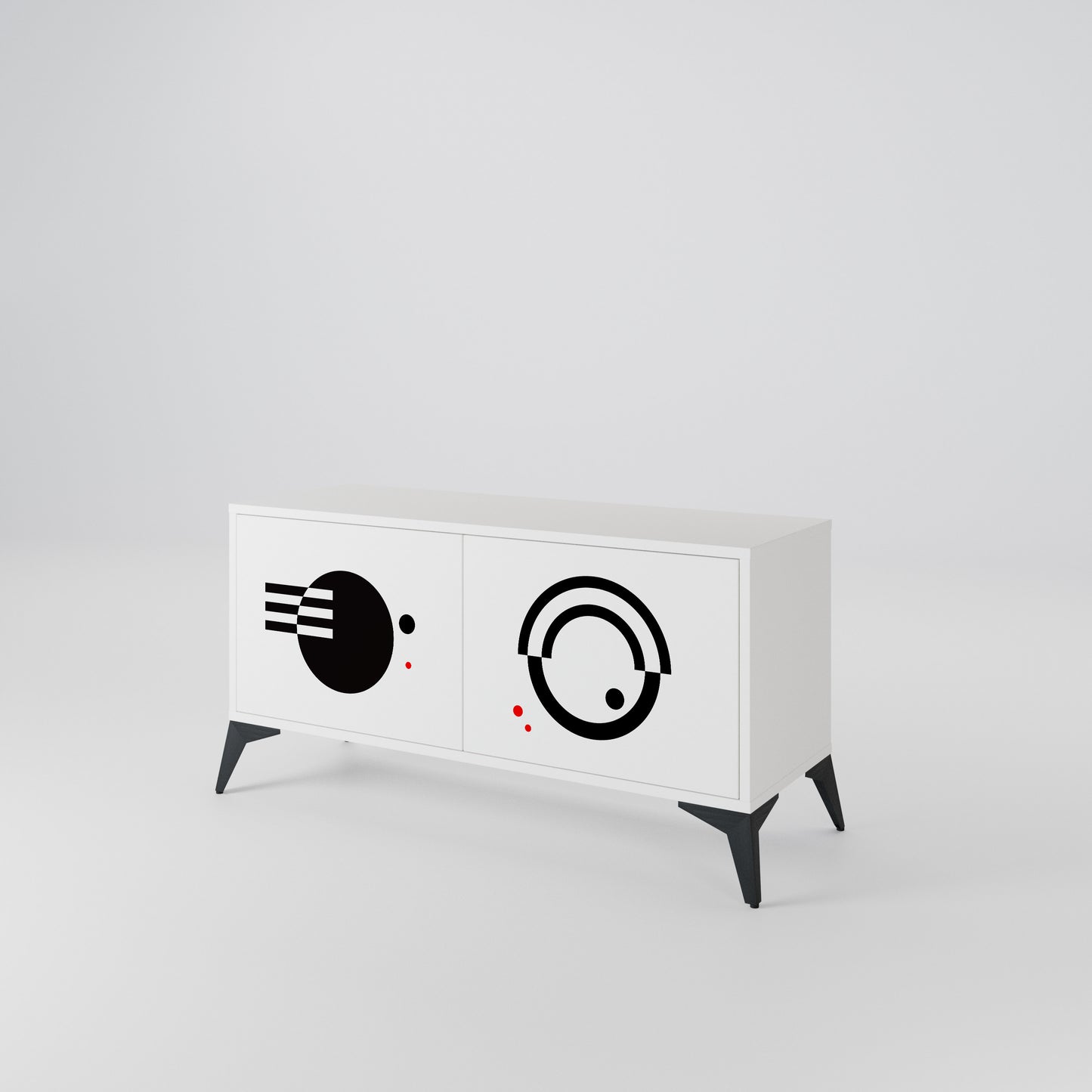 BLACK AND WHITE COMBINATION Kompakt TV-bänk med 2 dörrar