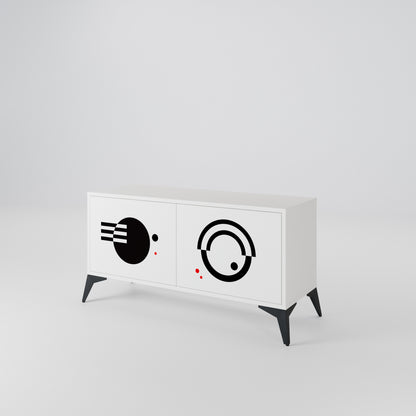 BLACK AND WHITE COMBINATION Kompakt TV-bänk med 2 dörrar