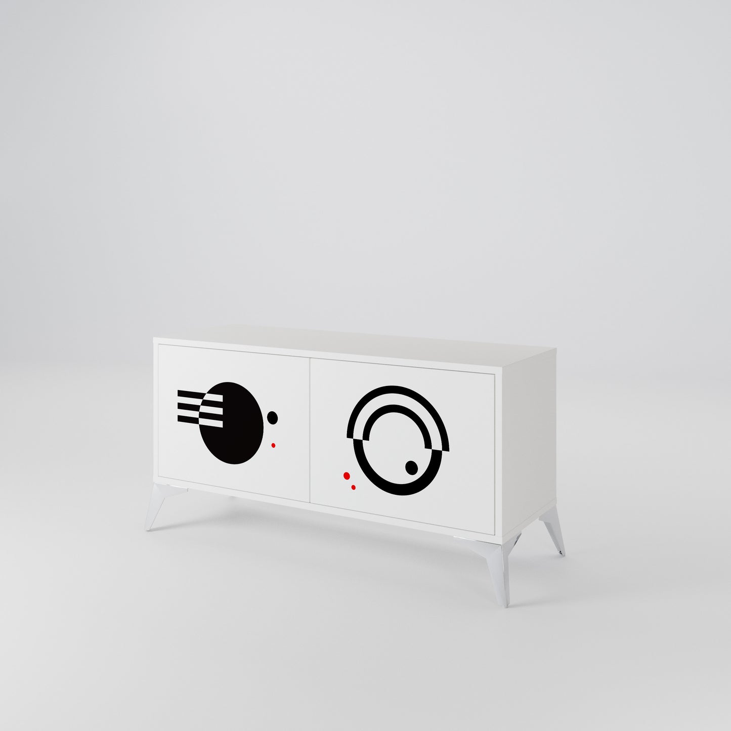 BLACK AND WHITE COMBINATION Kompakt TV-bänk med 2 dörrar