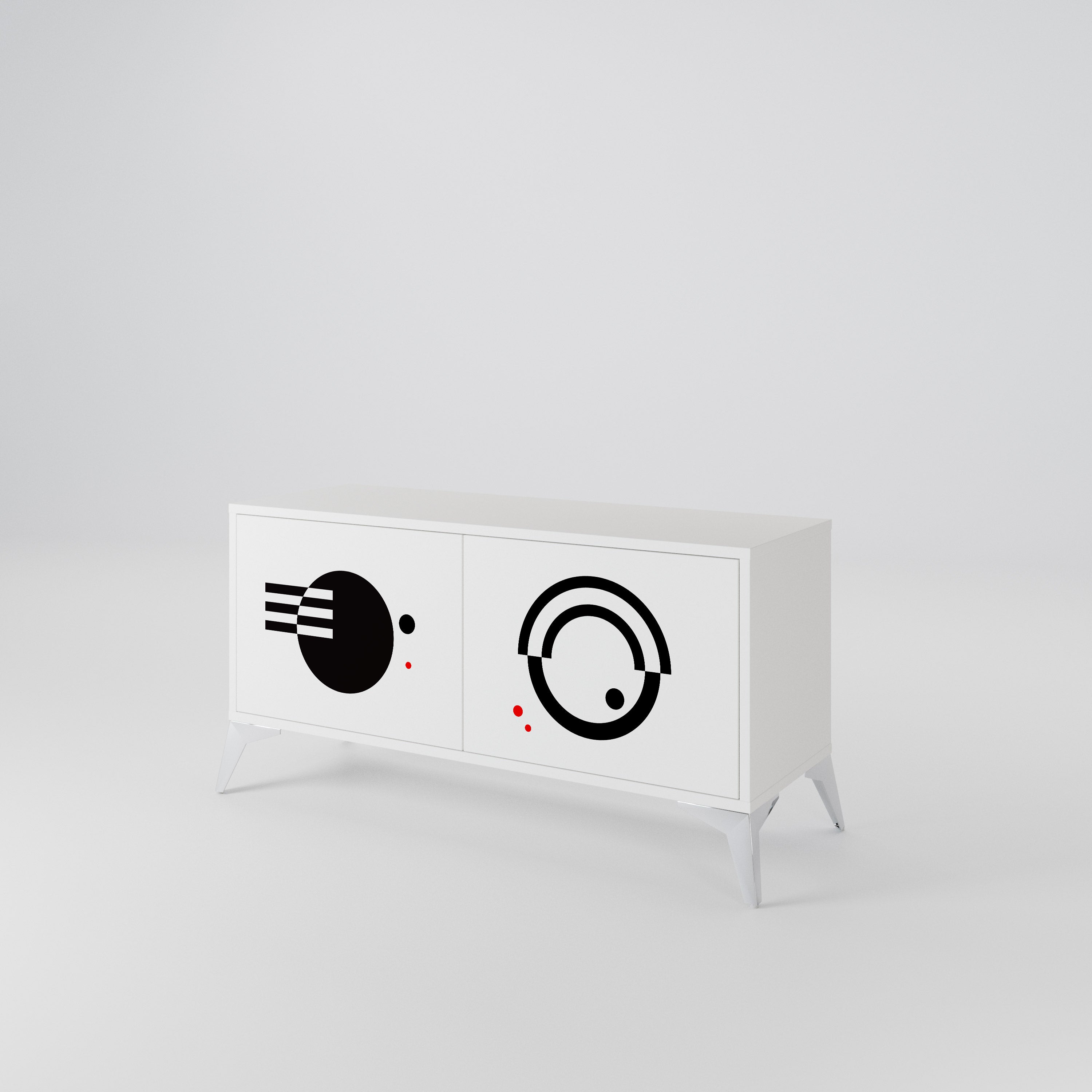 BLACK AND WHITE COMBINATION Kompakt TV-bänk med 2 dörrar