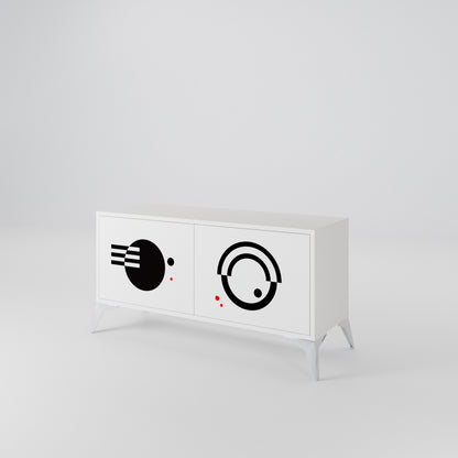 BLACK AND WHITE COMBINATION Kompakt TV-bänk med 2 dörrar