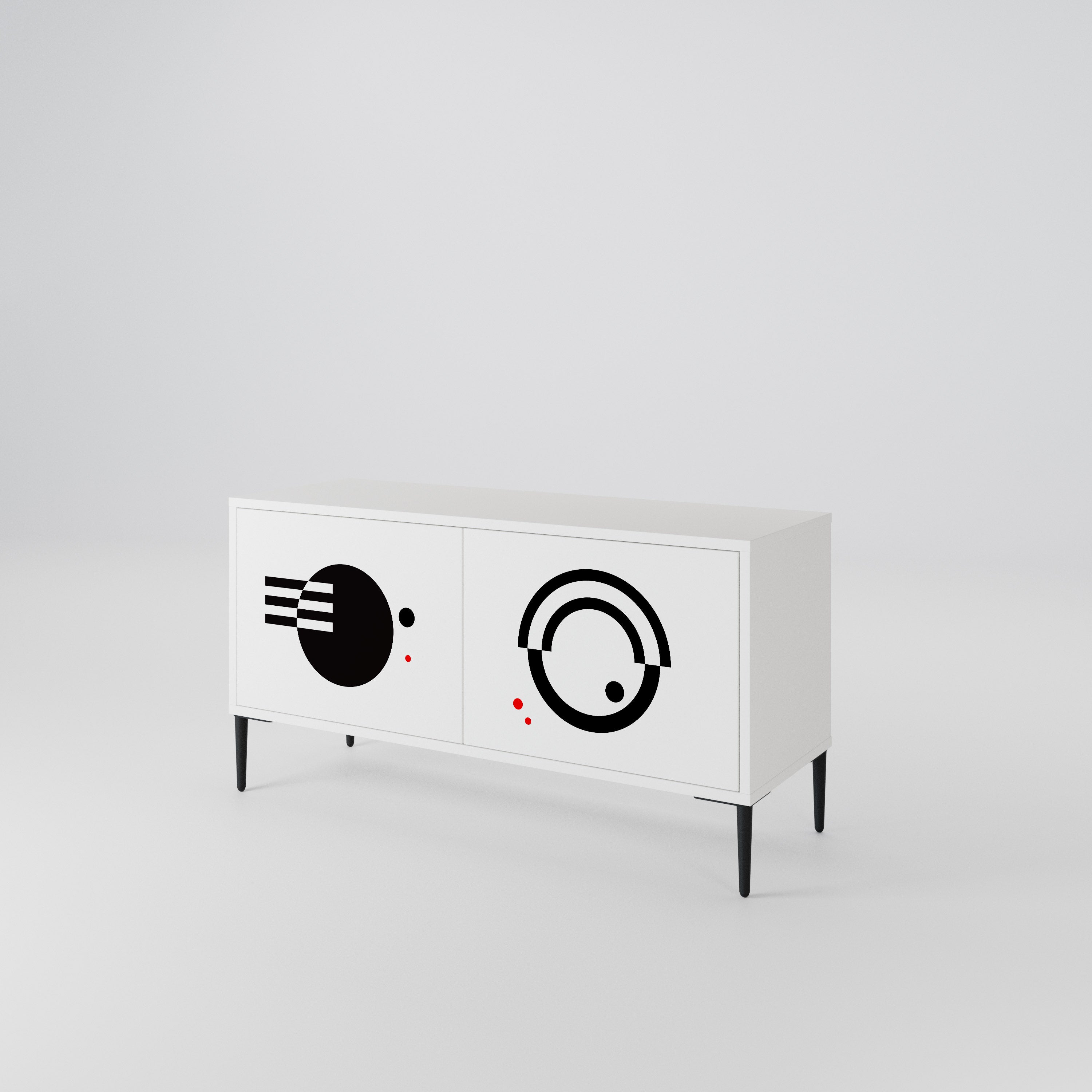 BLACK AND WHITE COMBINATION Kompakt TV-bänk med 2 dörrar
