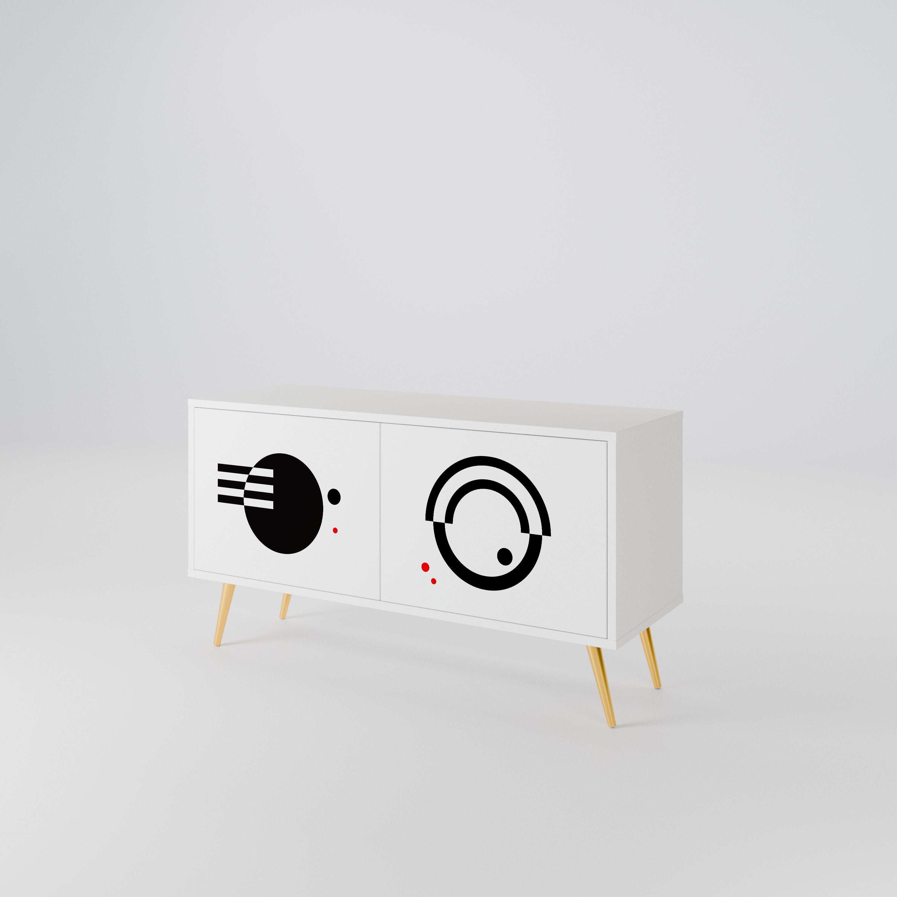 BLACK AND WHITE COMBINATION Kompakt TV-bänk med 2 dörrar