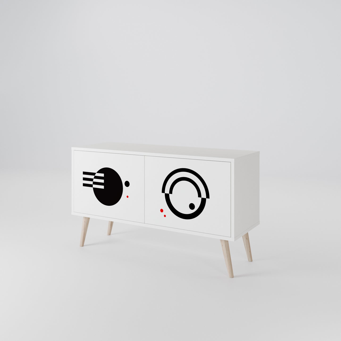 BLACK AND WHITE COMBINATION Kompakt TV-bänk med 2 dörrar