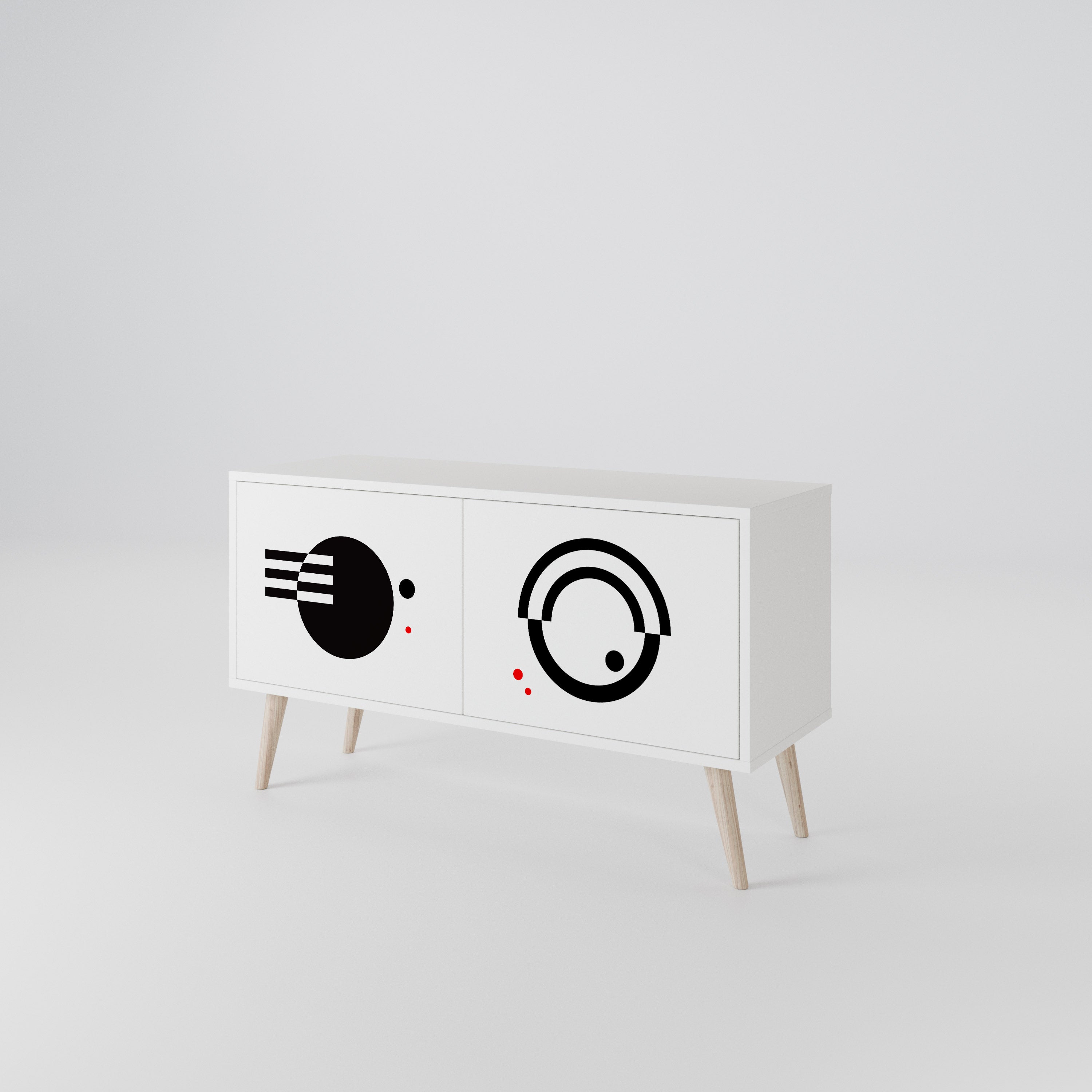 BLACK AND WHITE COMBINATION Kompakt TV-bänk med 2 dörrar
