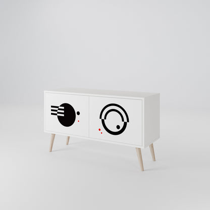 BLACK AND WHITE COMBINATION Kompakt TV-bänk med 2 dörrar