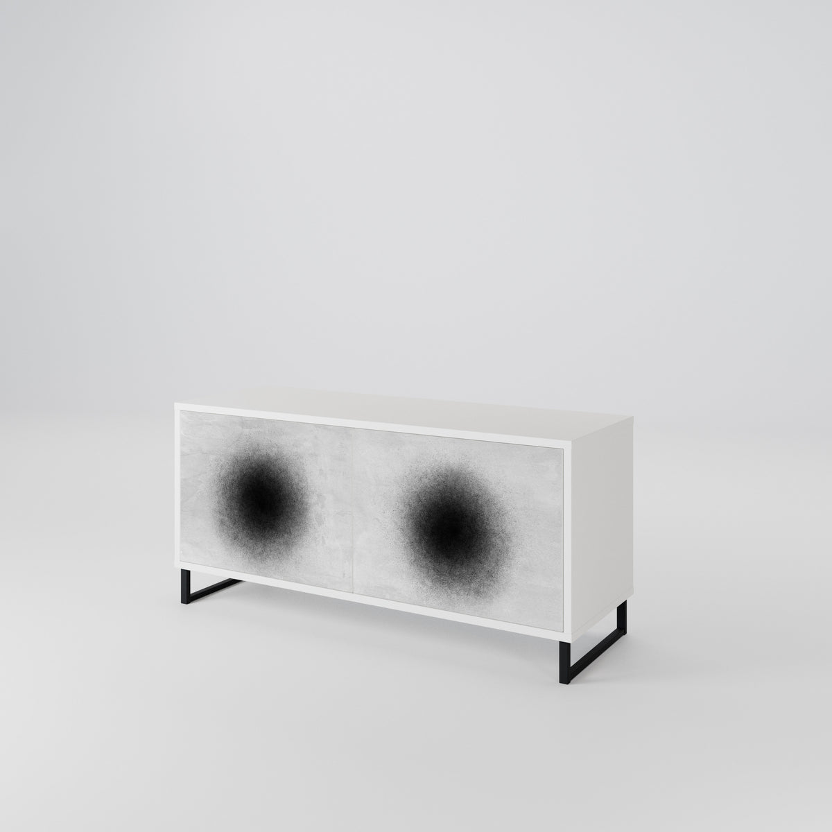 BLACK HOLE Kompakt TV-bänk med 2 dörrar
