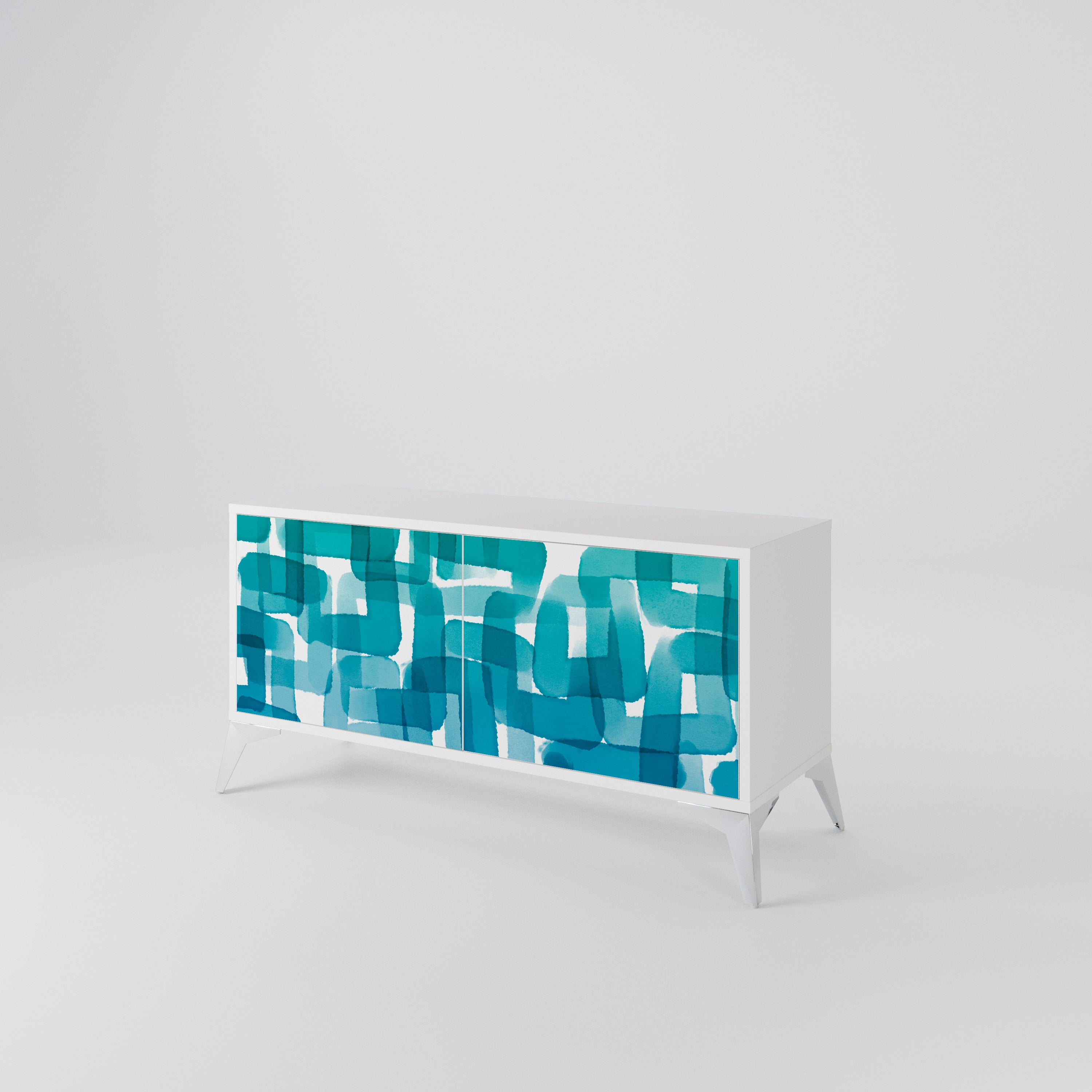 TURQUOISE RECTANGLES Kompakt TV-bänk med 2 dörrar