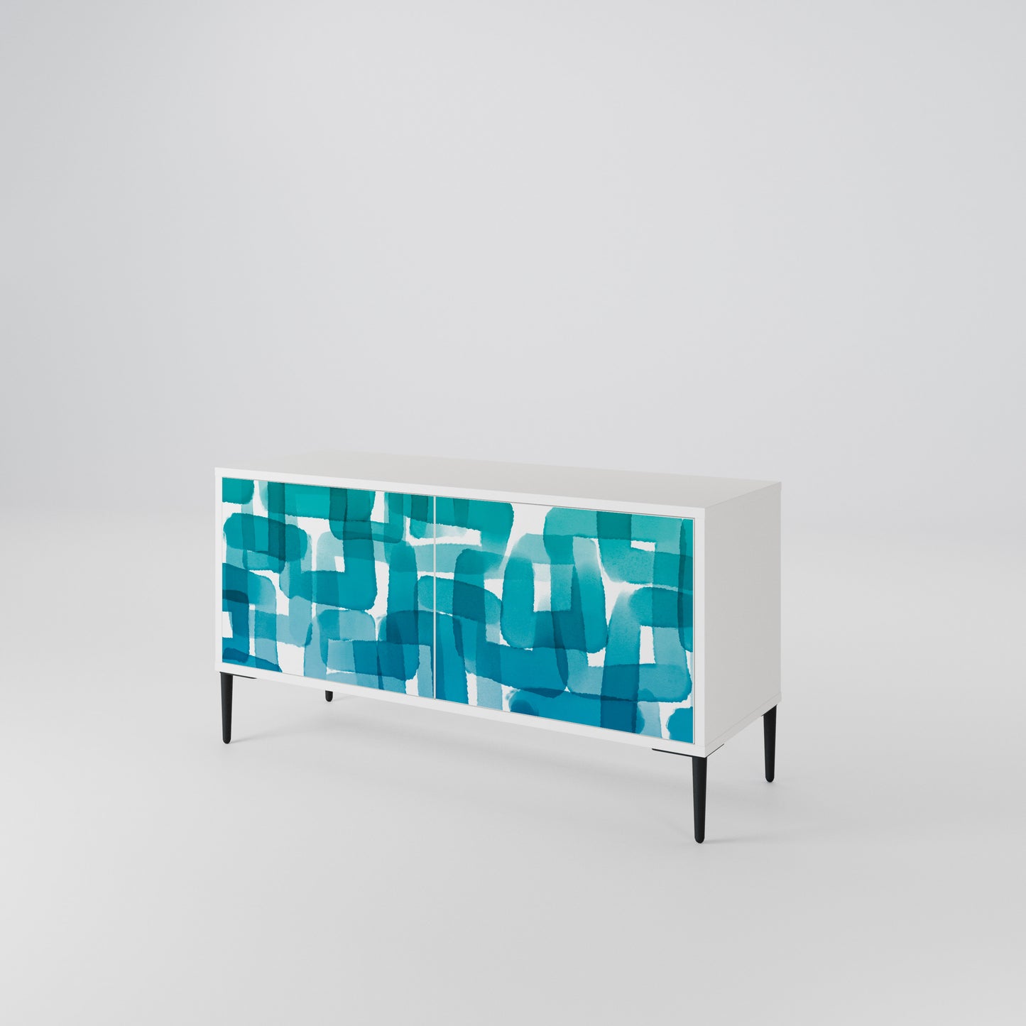 TURQUOISE RECTANGLES Kompakt TV-bänk med 2 dörrar