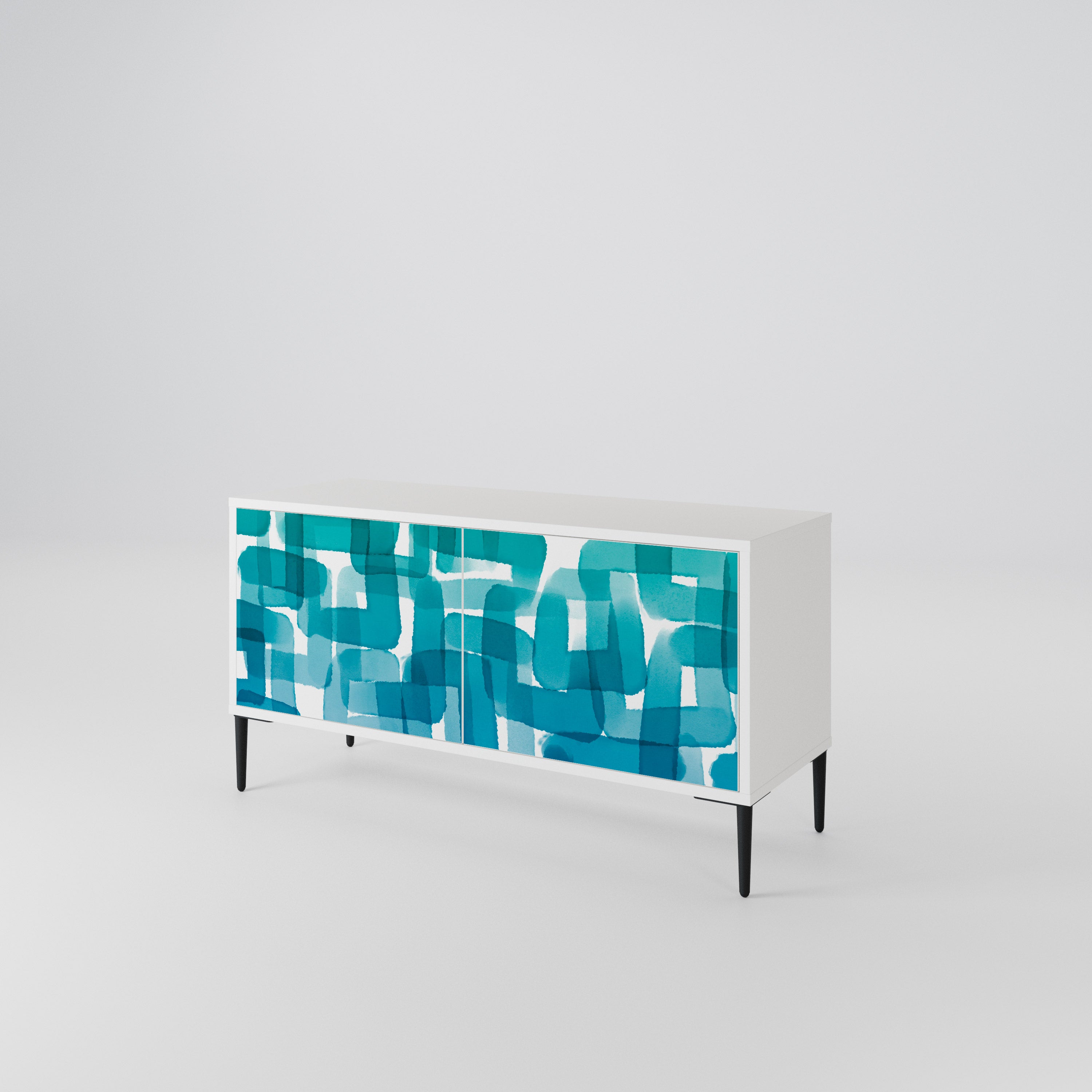 TURQUOISE RECTANGLES Kompakt TV-bänk med 2 dörrar