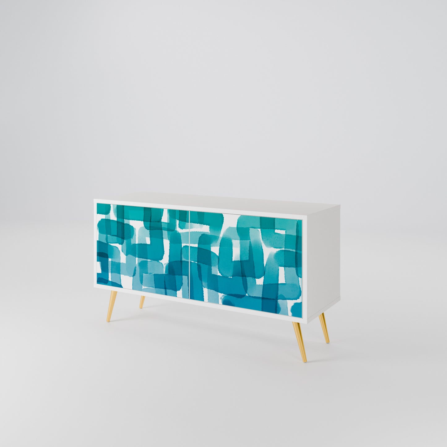 TURQUOISE RECTANGLES Kompakt TV-bänk med 2 dörrar