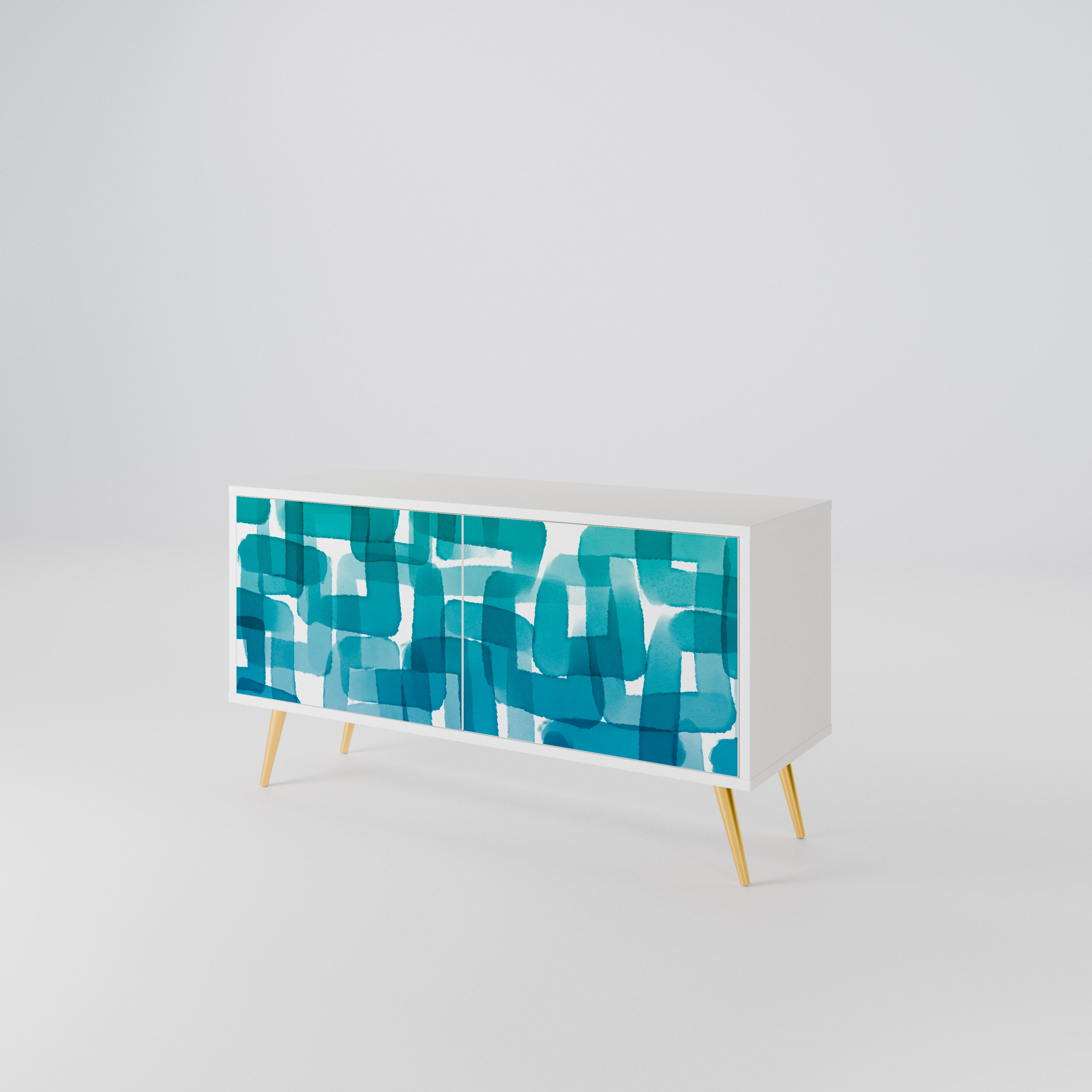 TURQUOISE RECTANGLES Kompakt TV-bänk med 2 dörrar