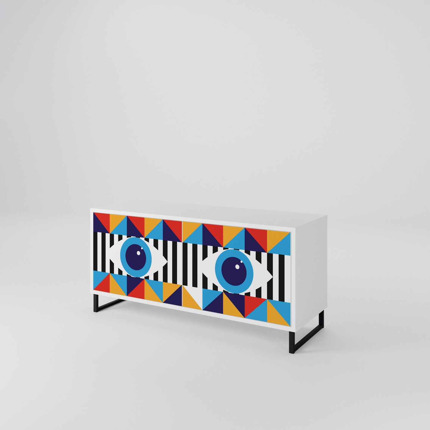 ABSTRACTION AND GEOMETRY Kompakt TV-bänk med 2 dörrar