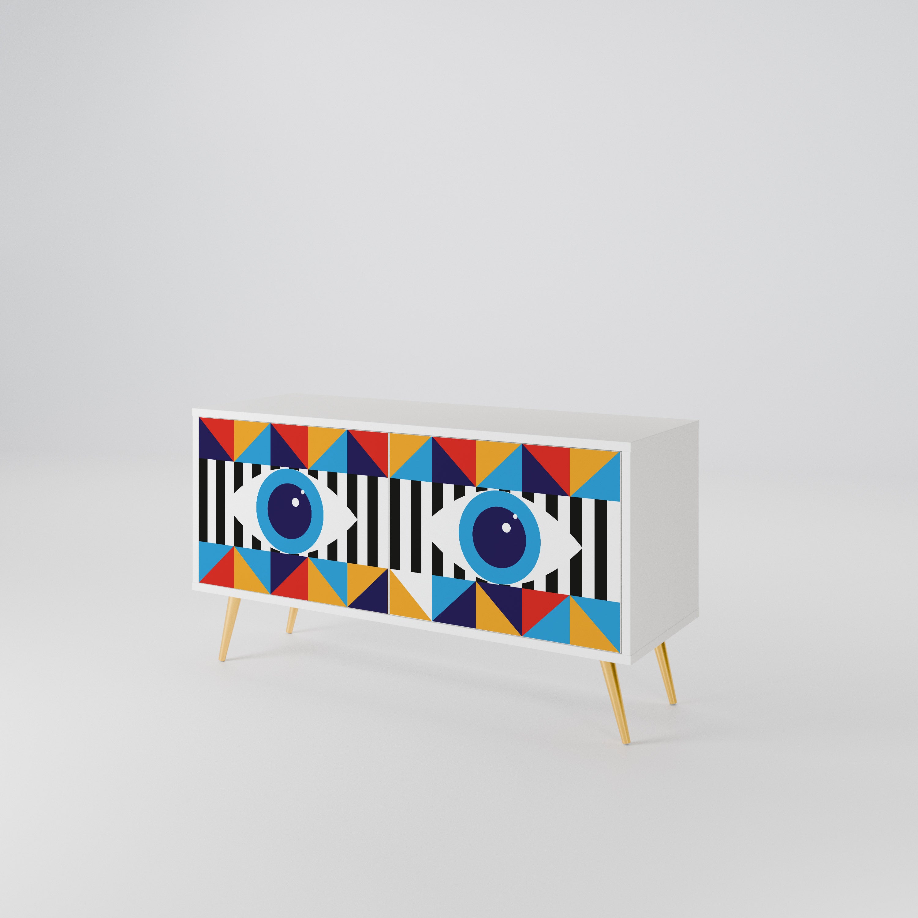ABSTRACTION AND GEOMETRY Kompakt TV-bänk med 2 dörrar