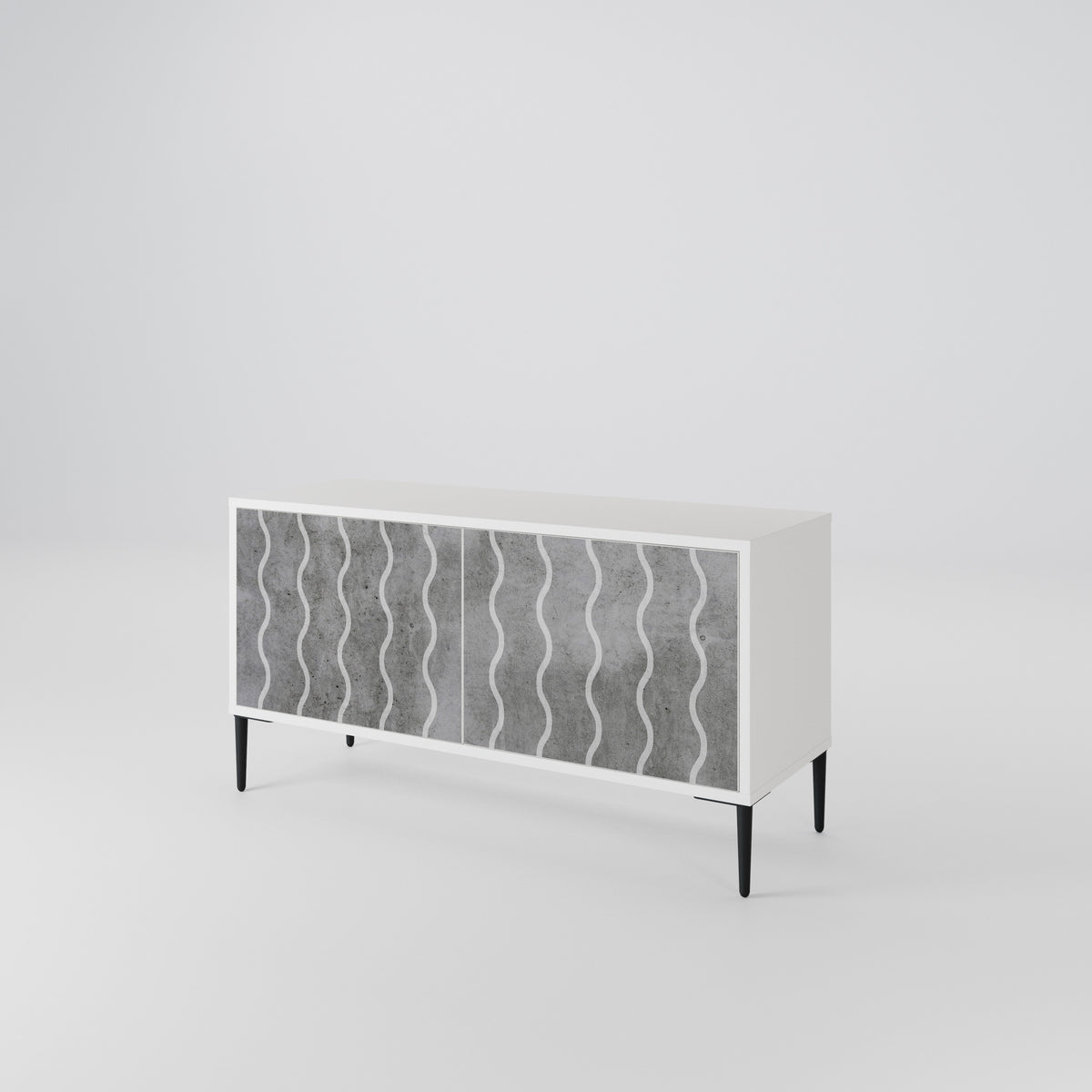 WAVES OF CONCRETE Kompakt TV-bänk med 2 dörrar