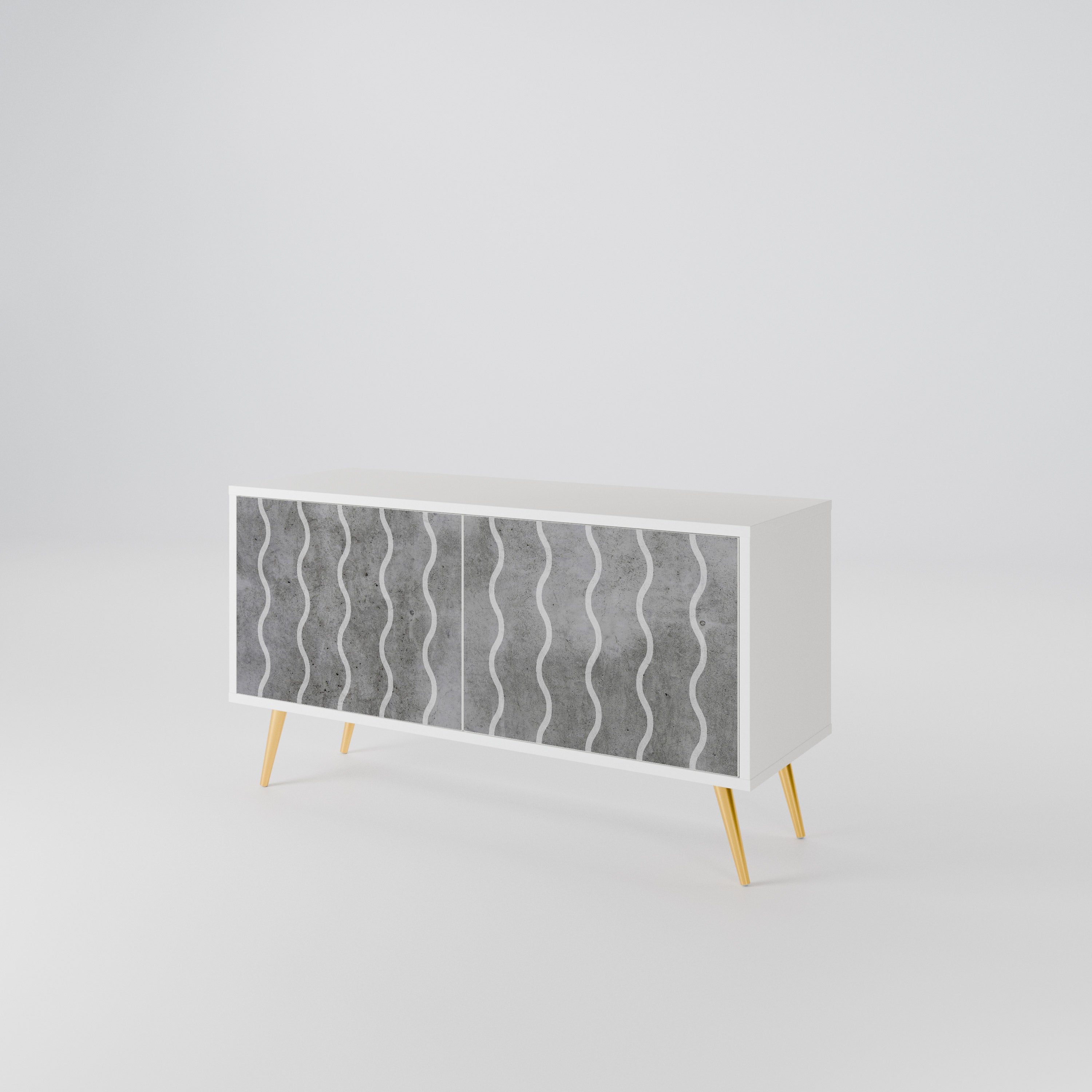 WAVES OF CONCRETE Kompakt TV-bänk med 2 dörrar