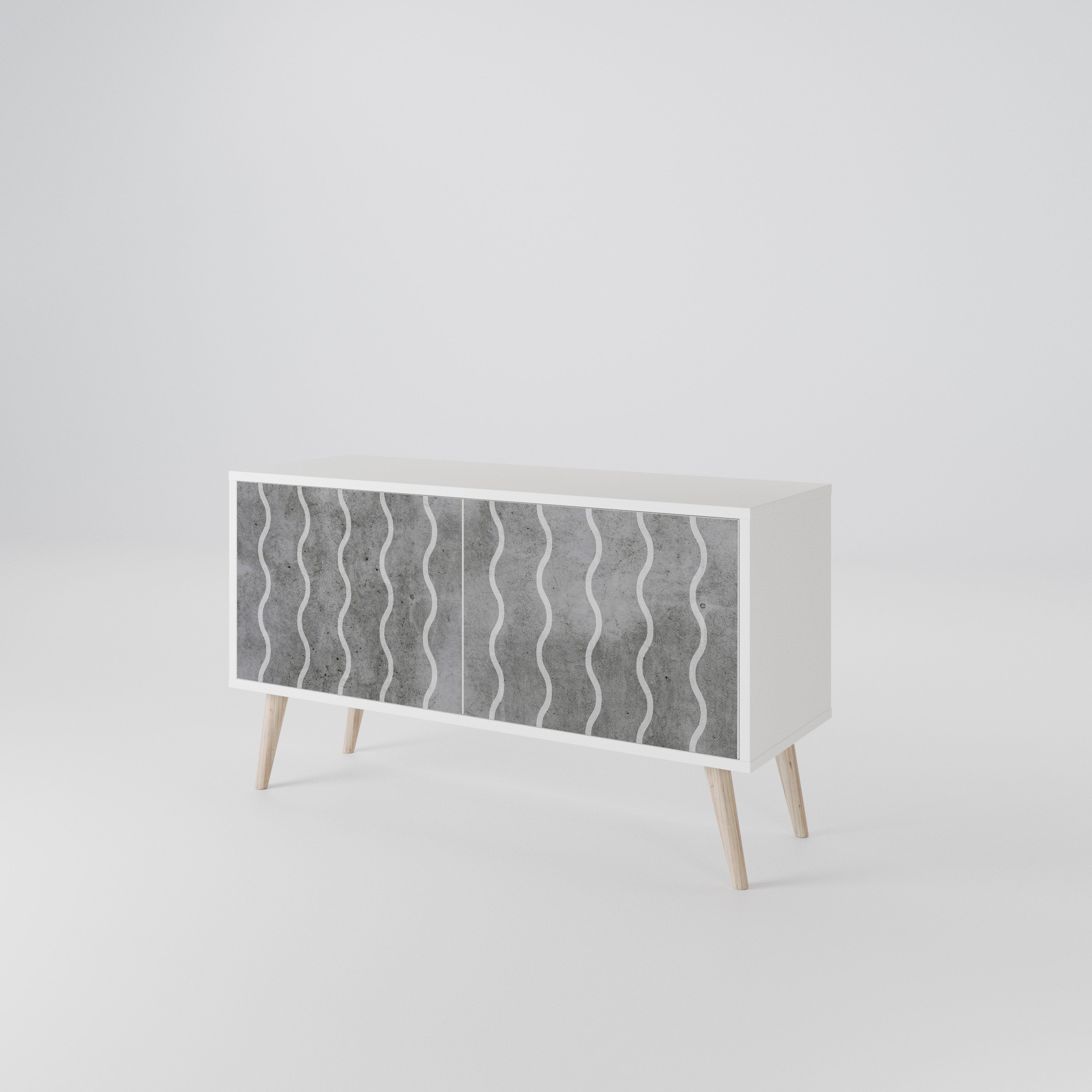 WAVES OF CONCRETE Kompakt TV-bänk med 2 dörrar