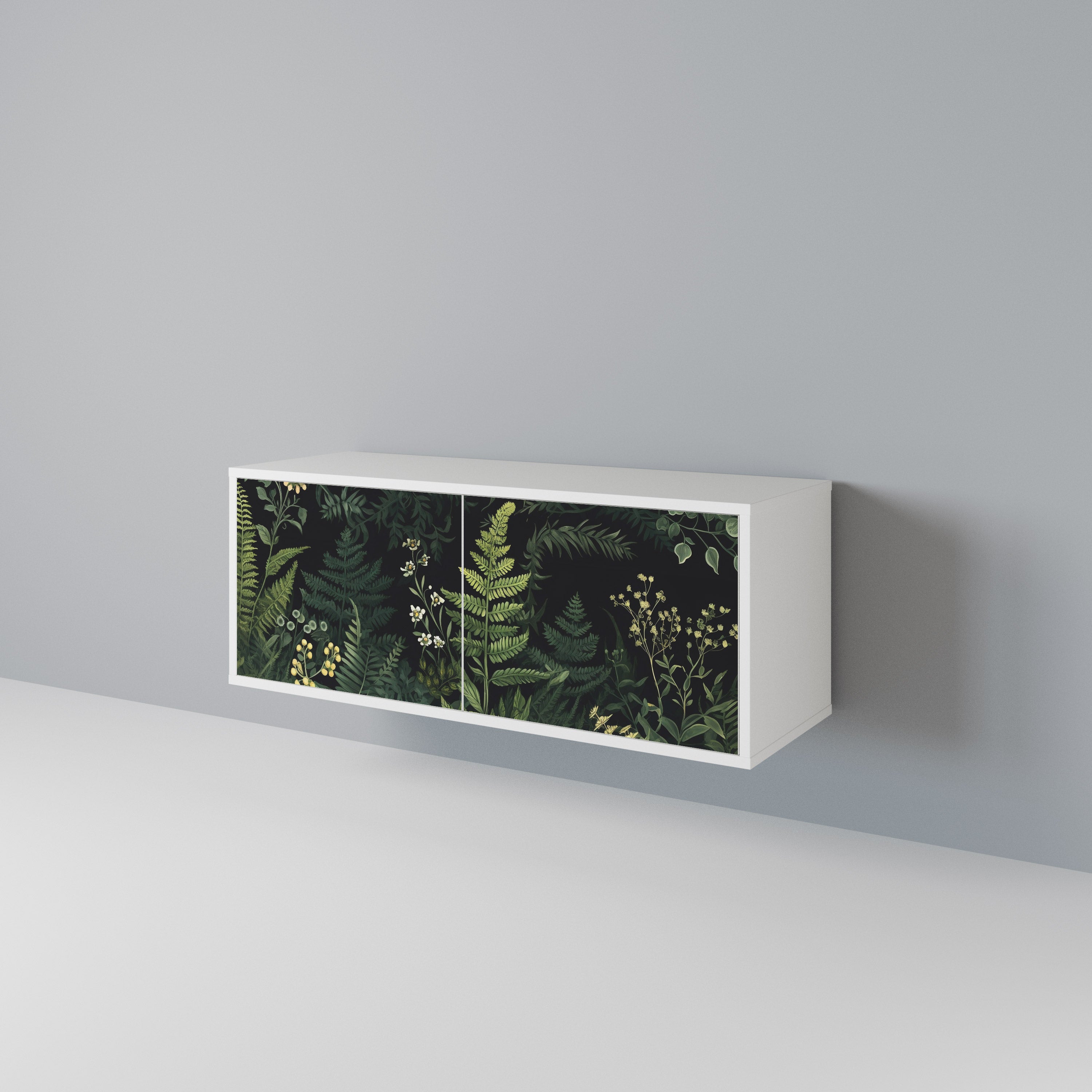 FERN FLOWERS Kompakt TV-bänk med 2 dörrar