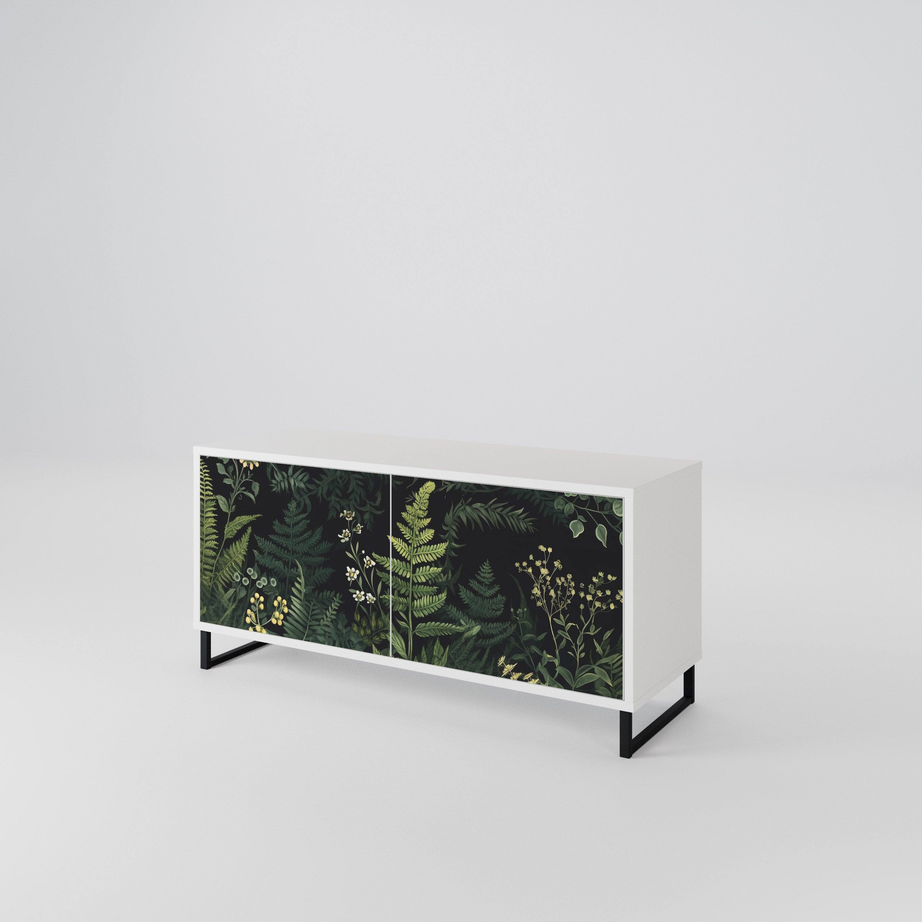 FERN FLOWERS Kompakt TV-bänk med 2 dörrar