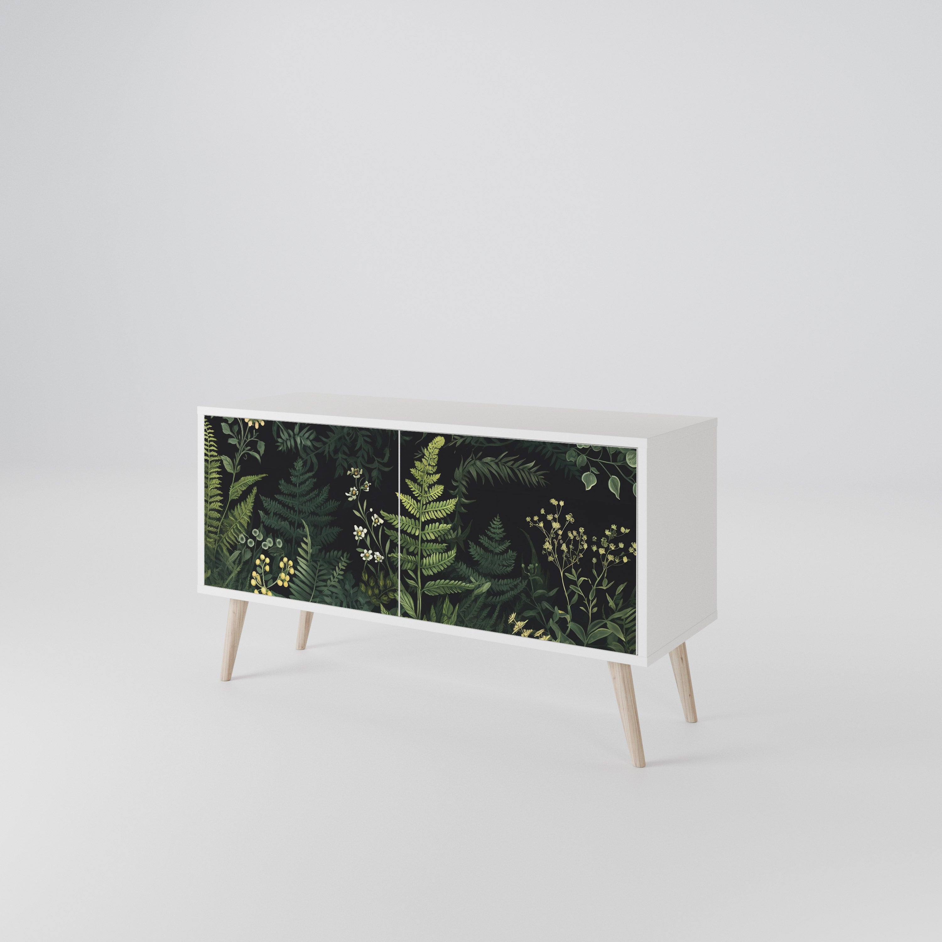 FERN FLOWERS Kompakt TV-bänk med 2 dörrar