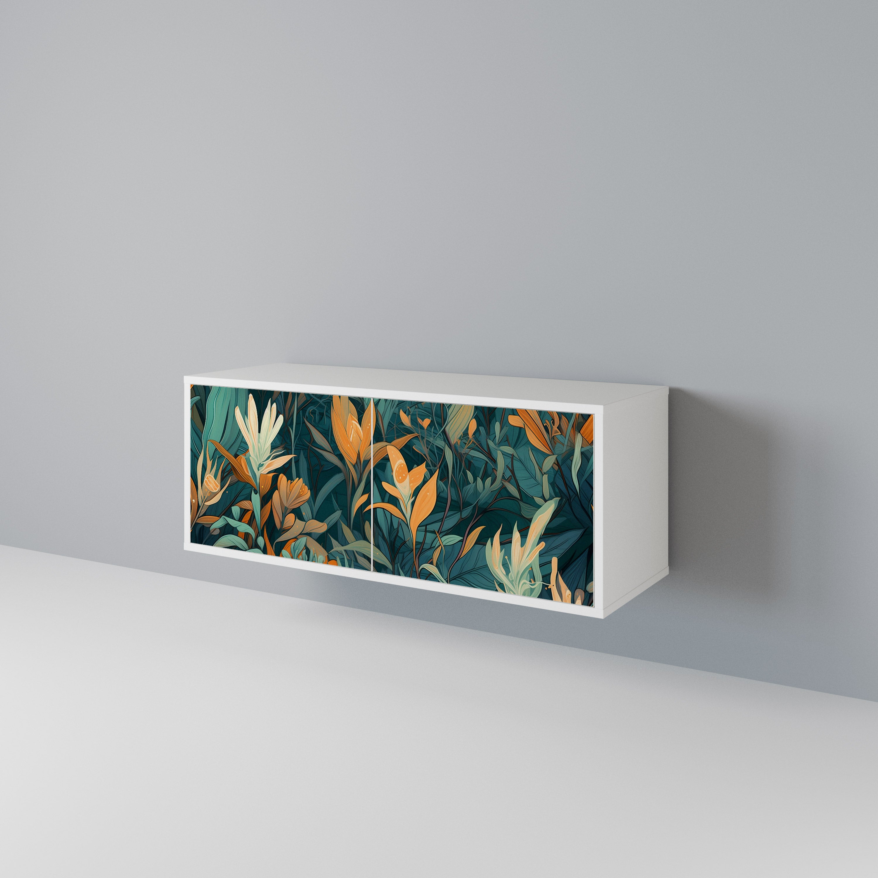 FLORAL SERENITY Kompakt TV-bänk med 2 dörrar