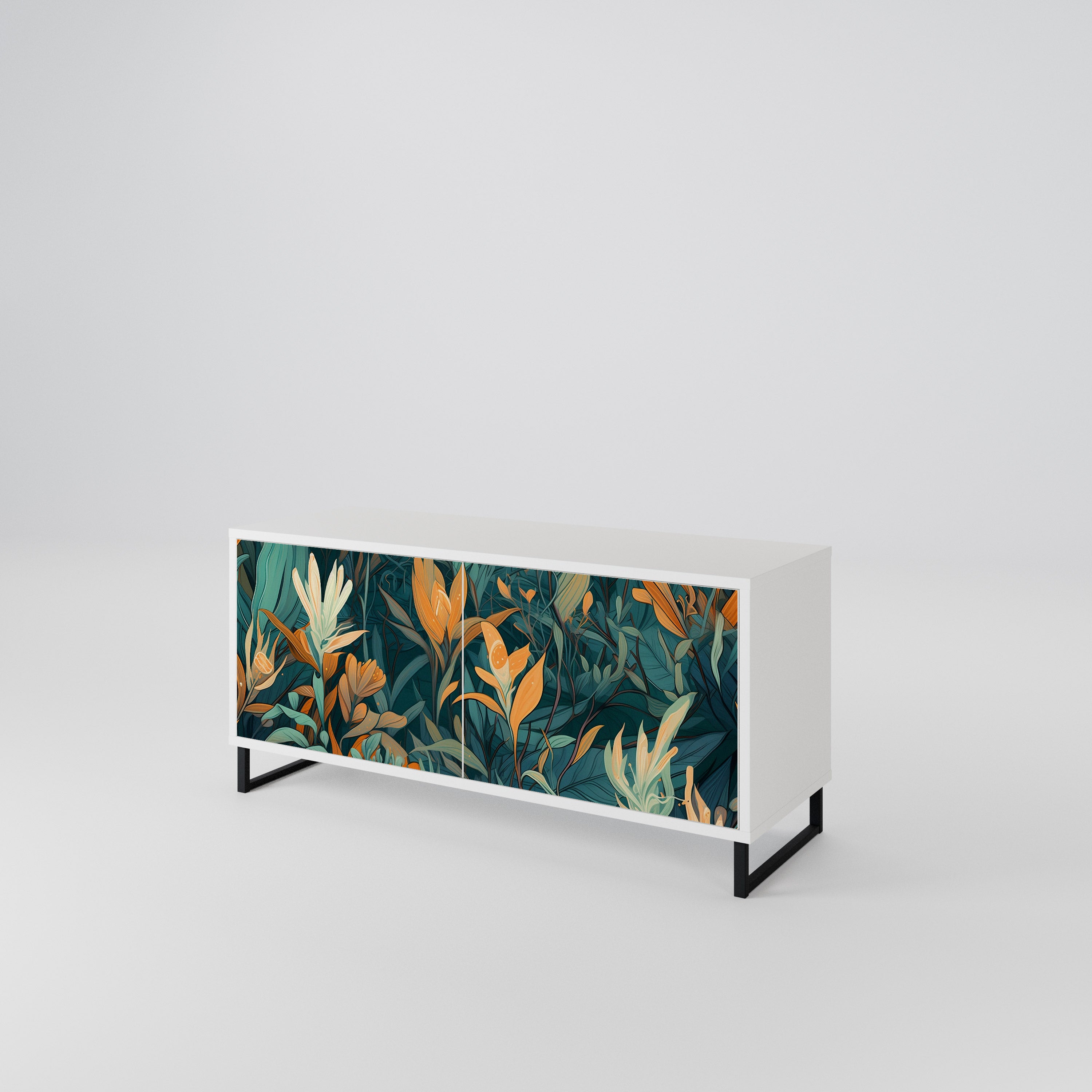 FLORAL SERENITY Kompakt TV-bänk med 2 dörrar