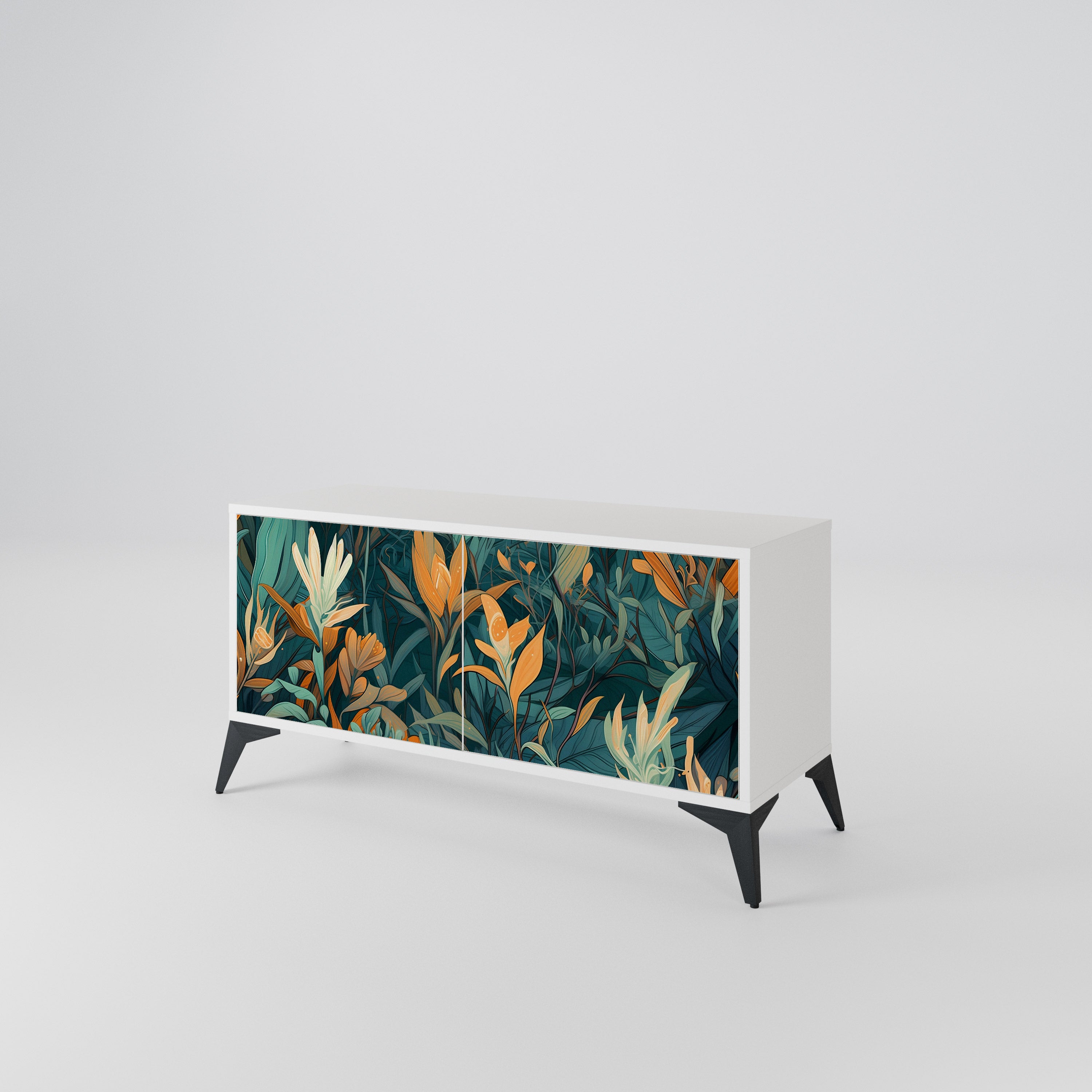 FLORAL SERENITY Kompakt TV-bänk med 2 dörrar