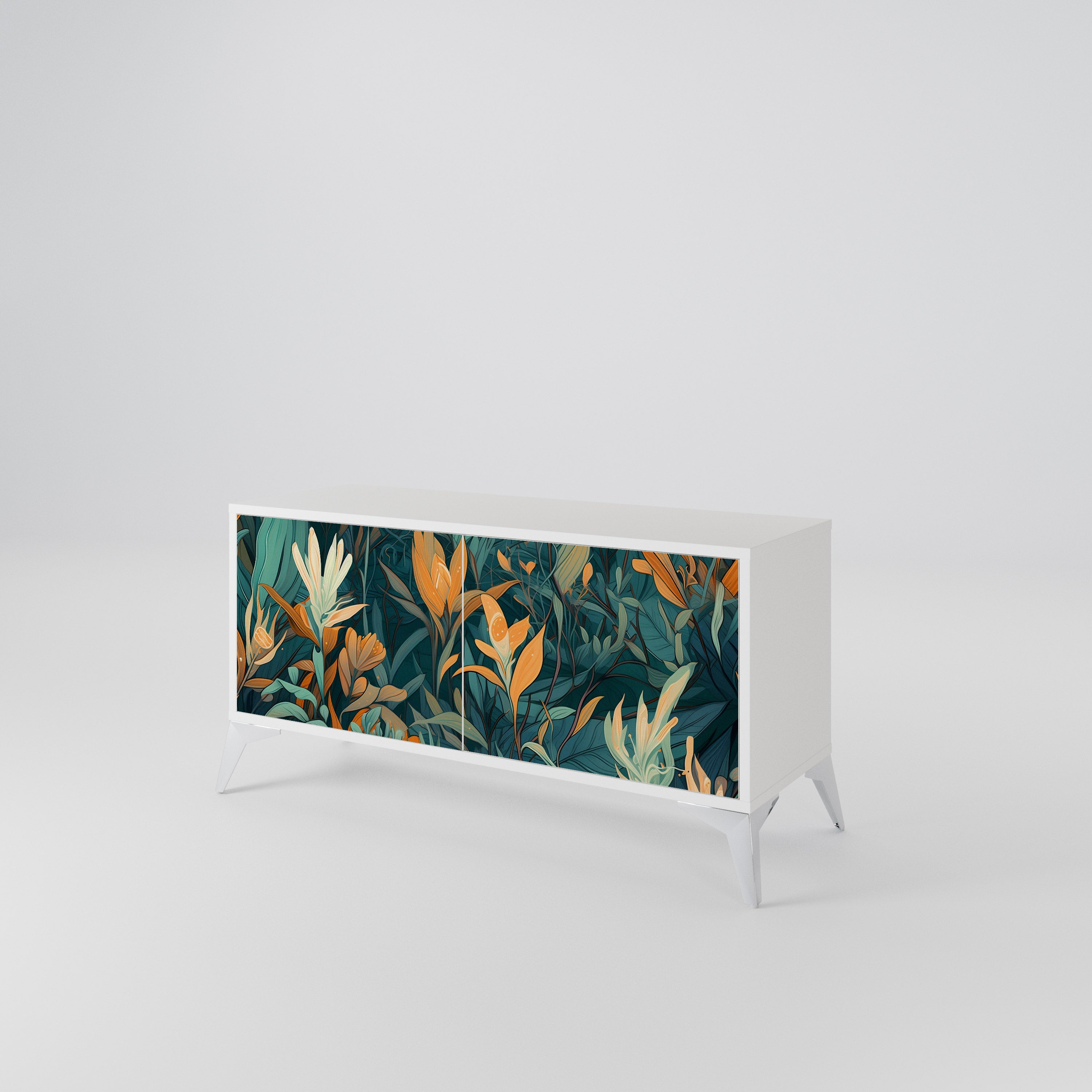 FLORAL SERENITY Kompakt TV-bänk med 2 dörrar