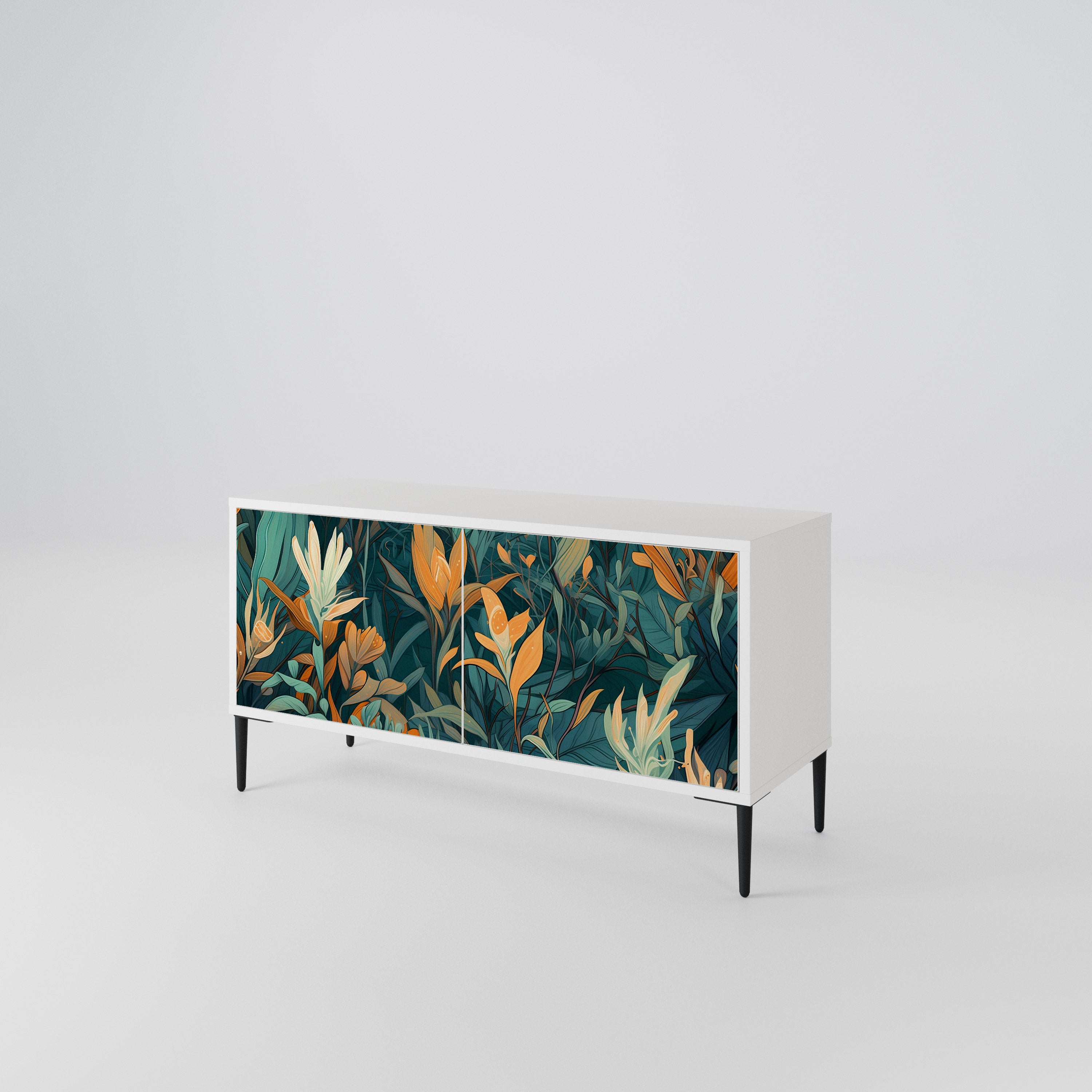 FLORAL SERENITY Kompakt TV-bänk med 2 dörrar