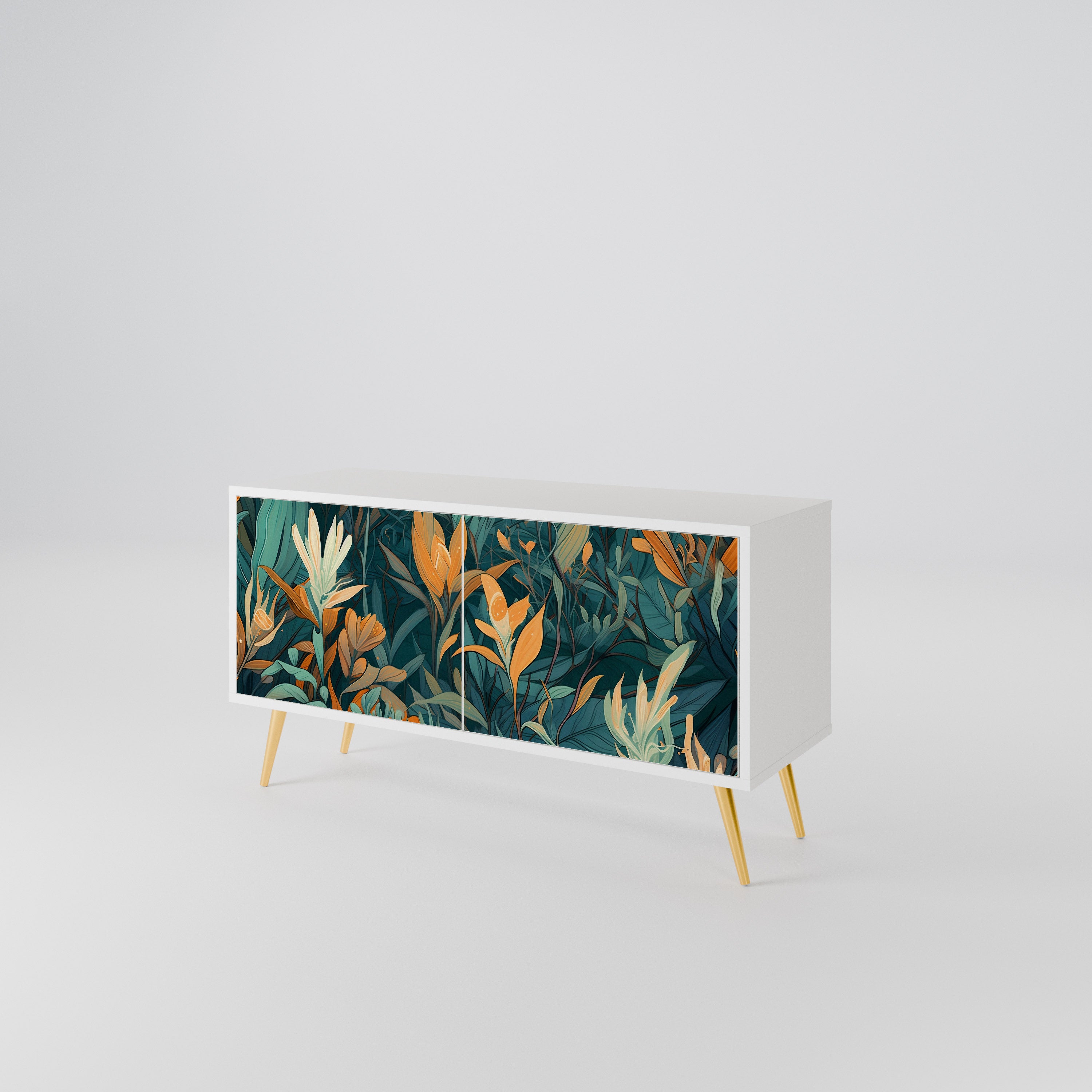 FLORAL SERENITY Kompakt TV-bänk med 2 dörrar