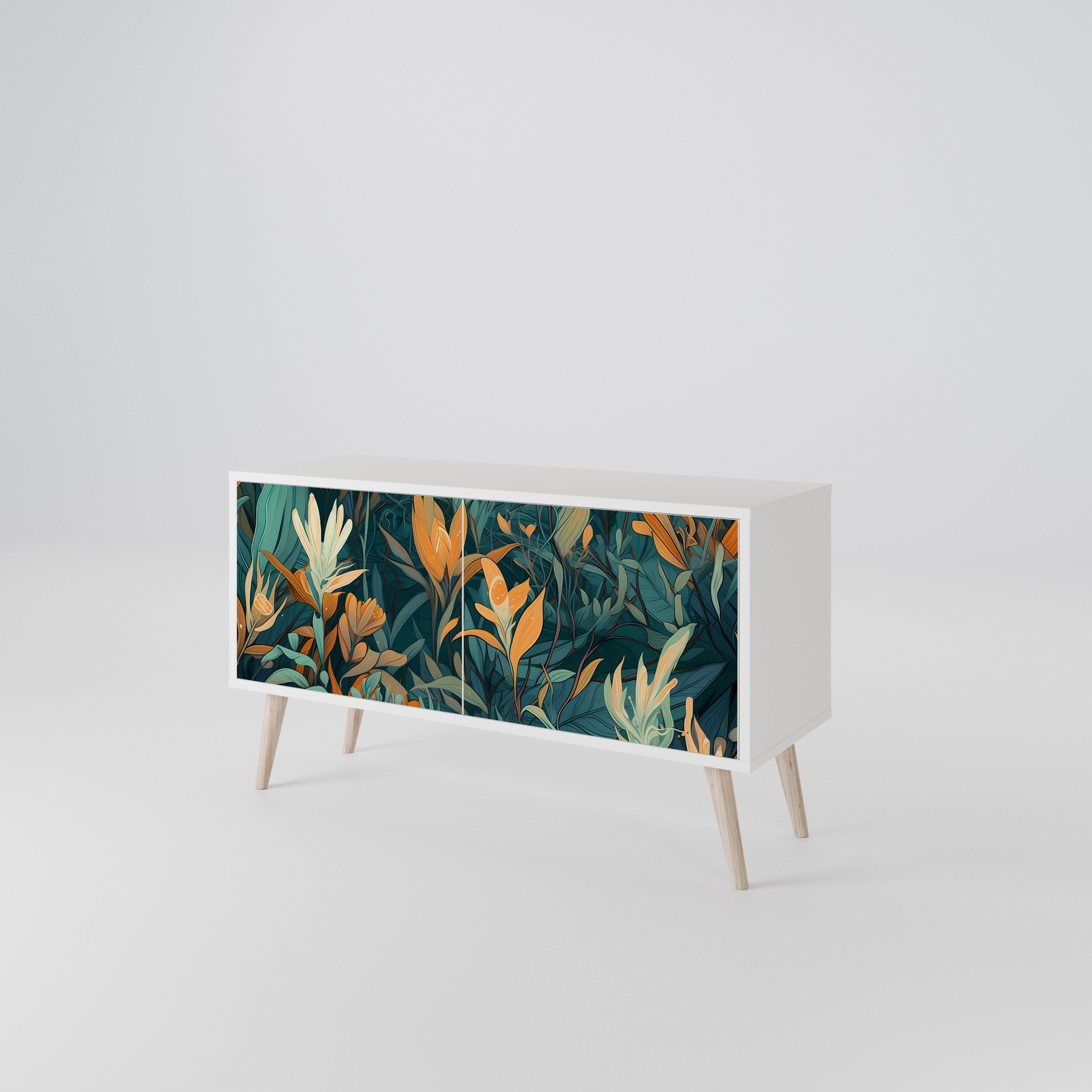 FLORAL SERENITY Kompakt TV-bänk med 2 dörrar