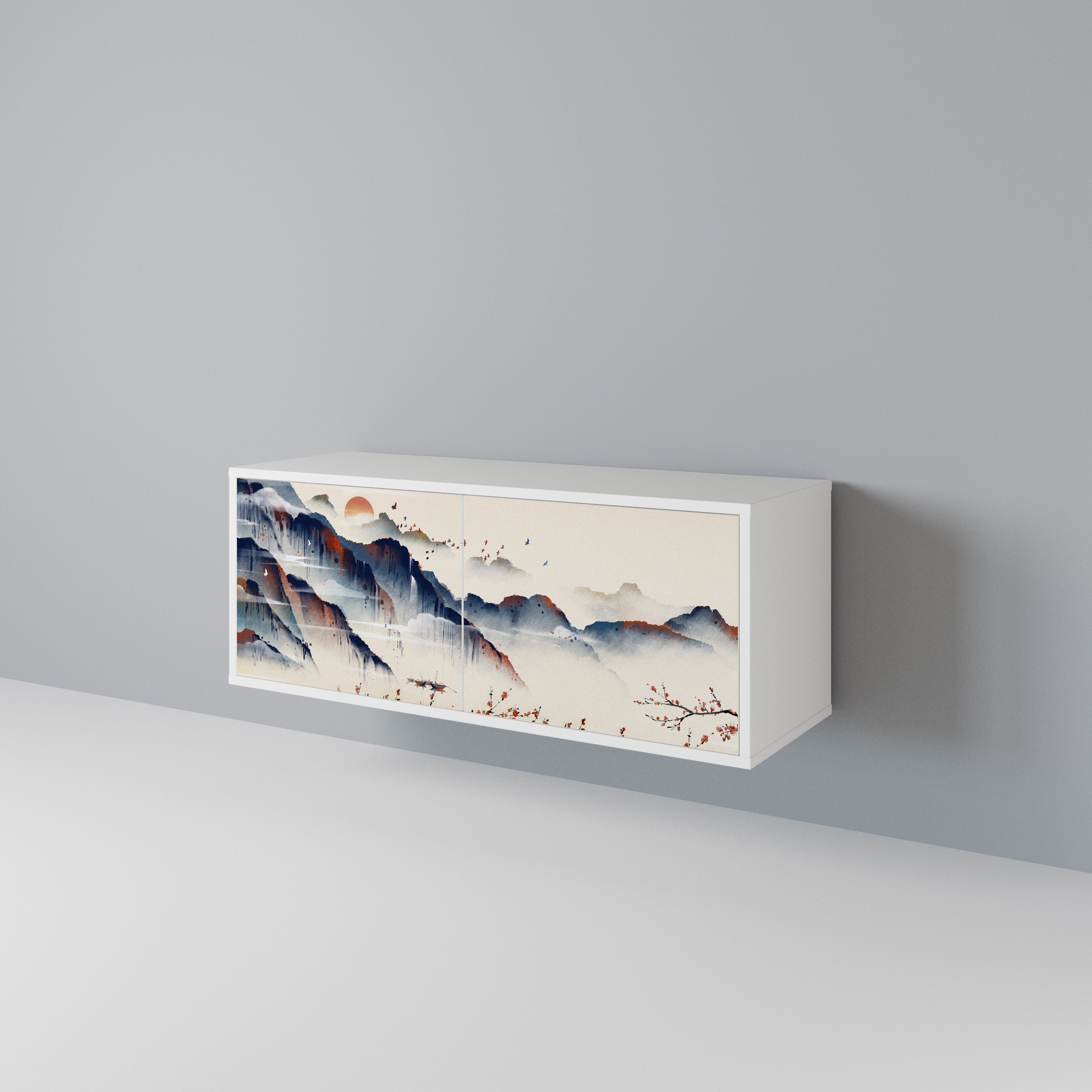 JAPANESE LANDSCAPE Kompakt TV-bänk med 2 dörrar