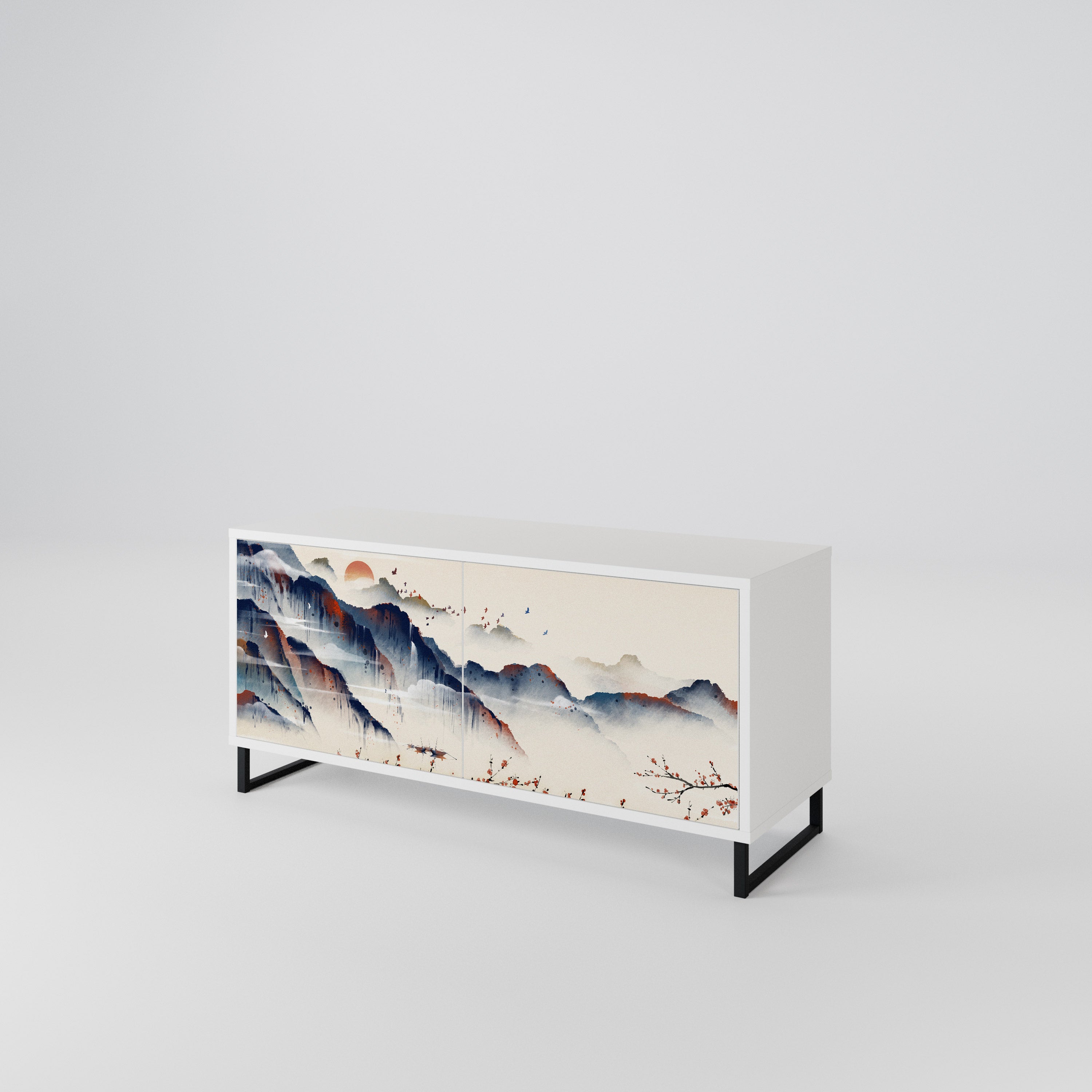 JAPANESE LANDSCAPE Kompakt TV-bänk med 2 dörrar